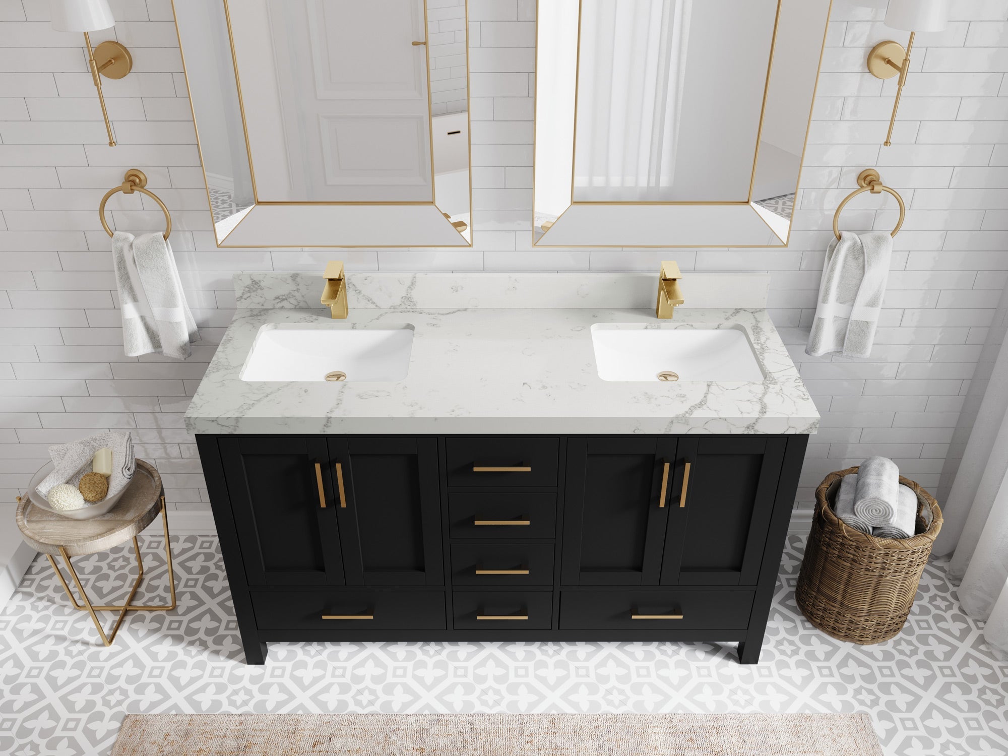 Malibu 60 in. W x 22 in. D Double Sink Bathroom Vanity - Willow Bath and Vanity