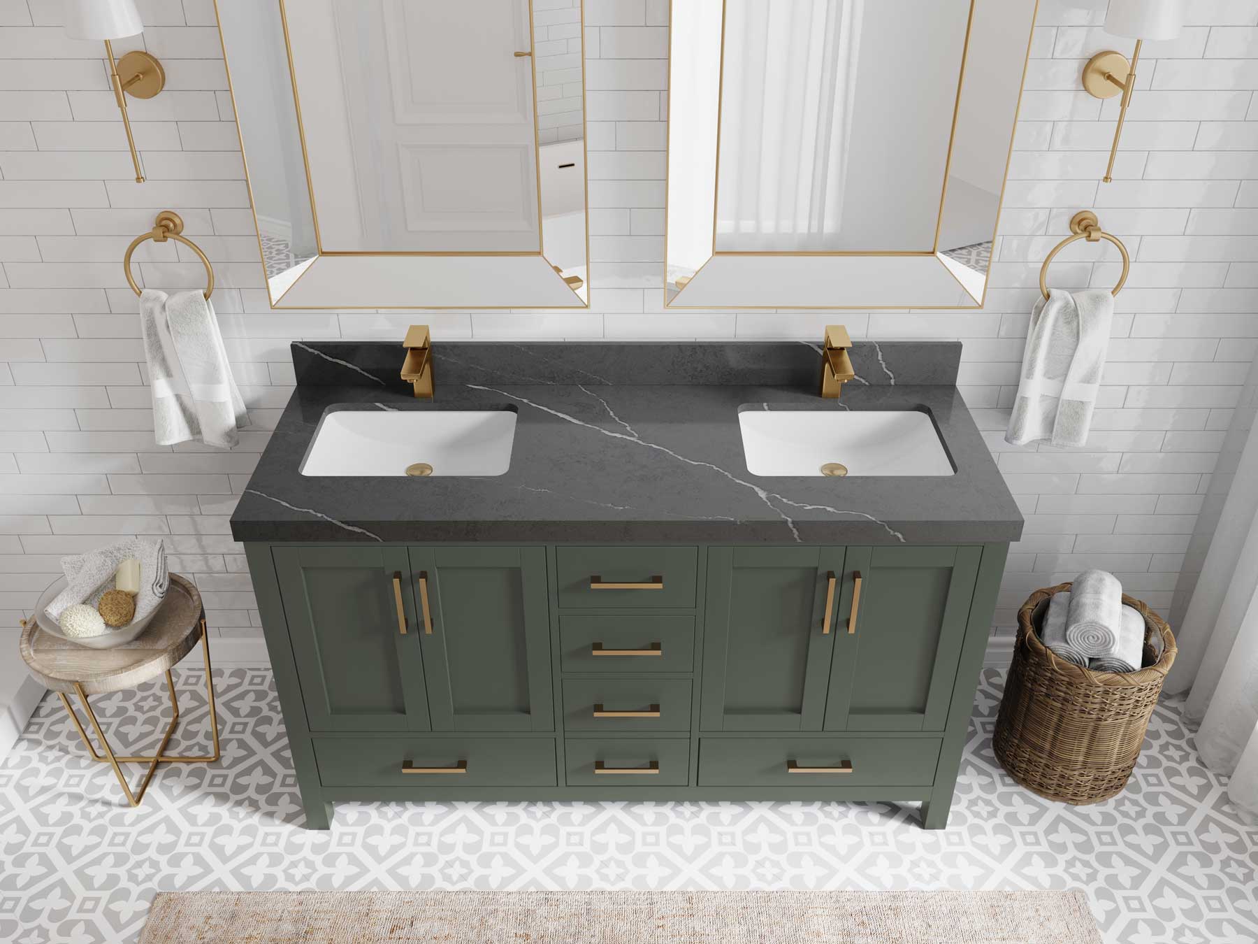Malibu 60 in. W x 22 in. D Double Sink Bathroom Vanity - Willow Bath and Vanity