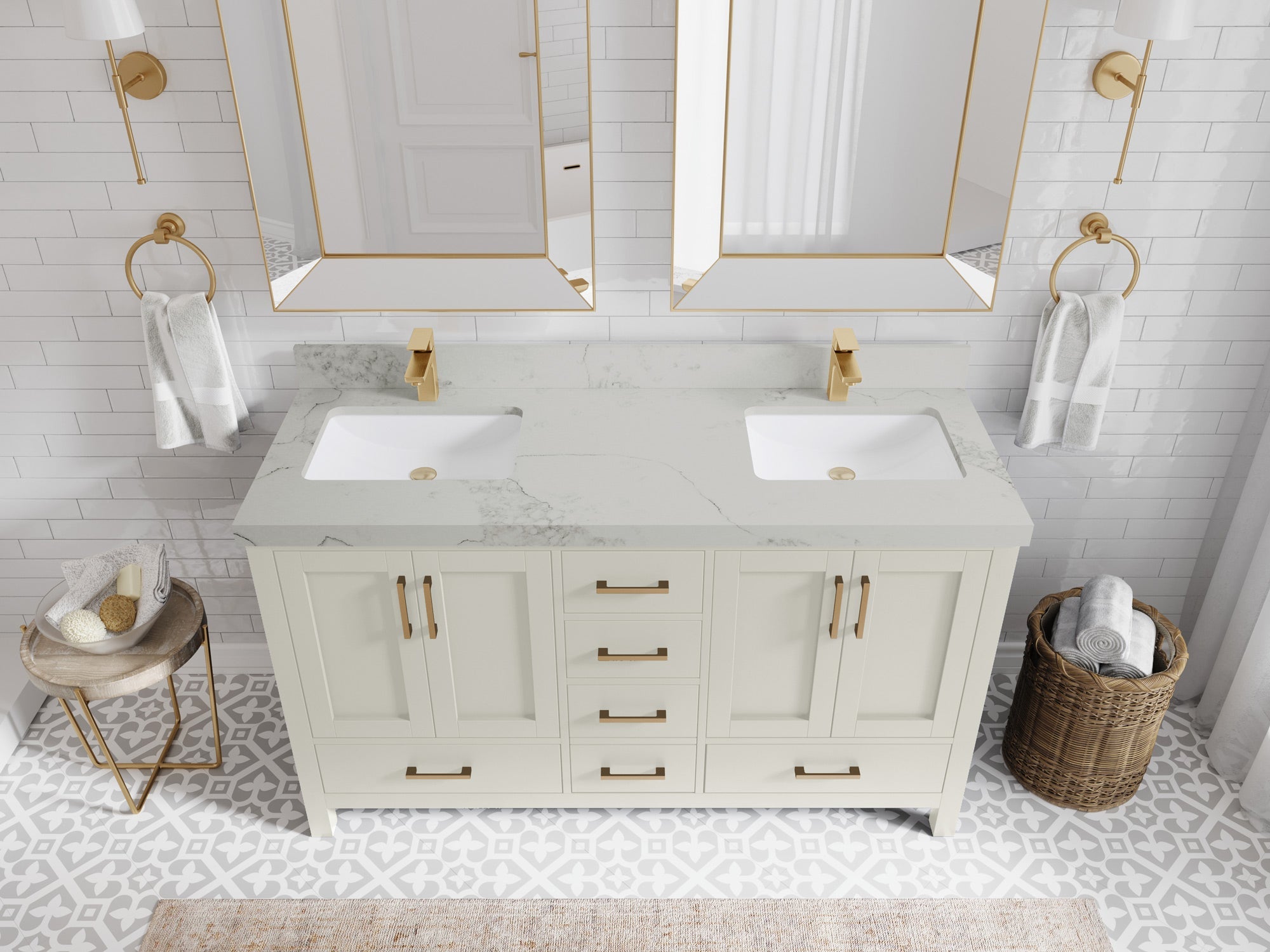 Malibu 60 in. W x 22 in. D Double Sink Bathroom Vanity - Willow Bath and Vanity