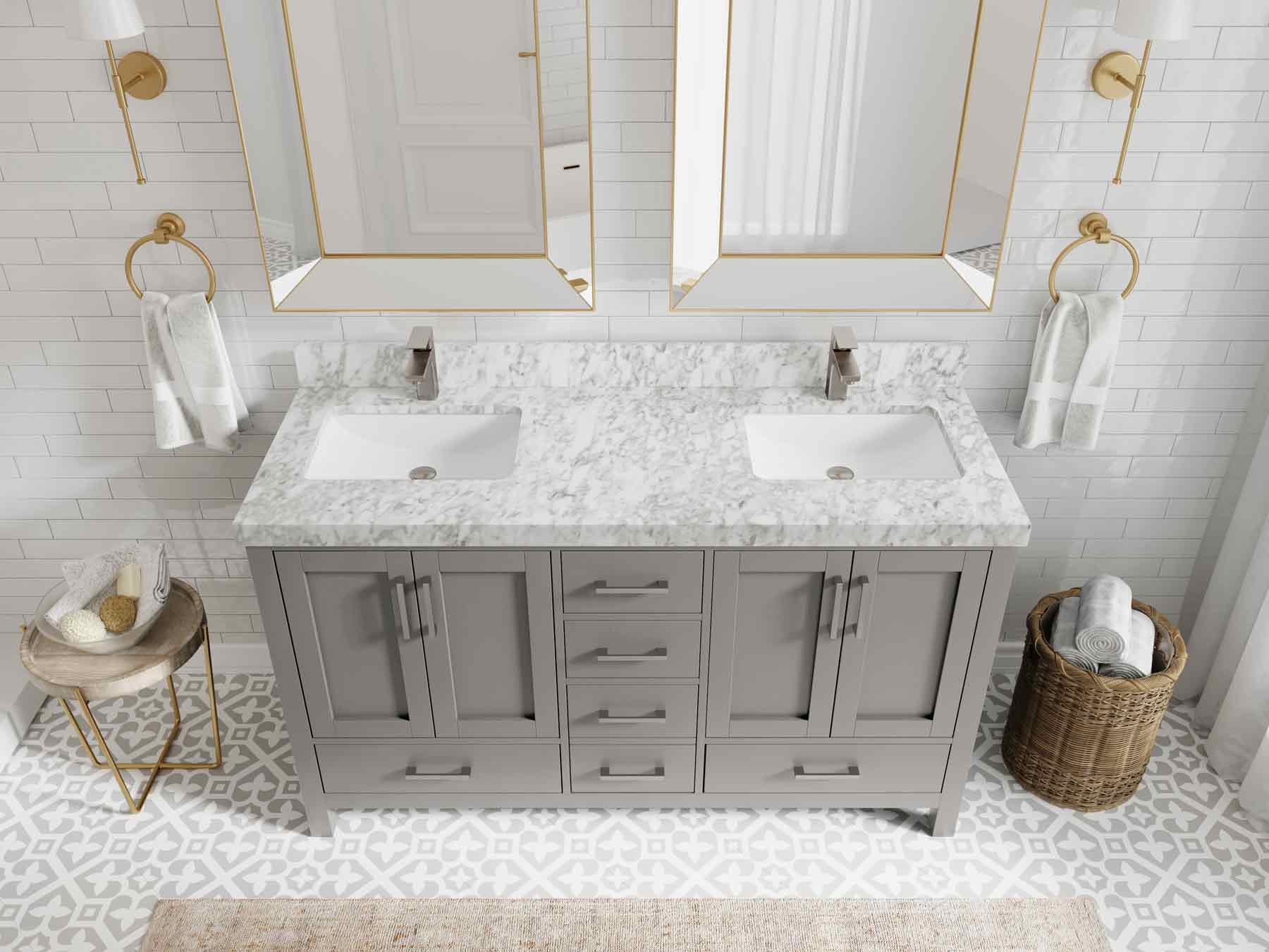 Malibu 60 in. W x 22 in. D Double Sink Bathroom Vanity - Willow Bath and Vanity