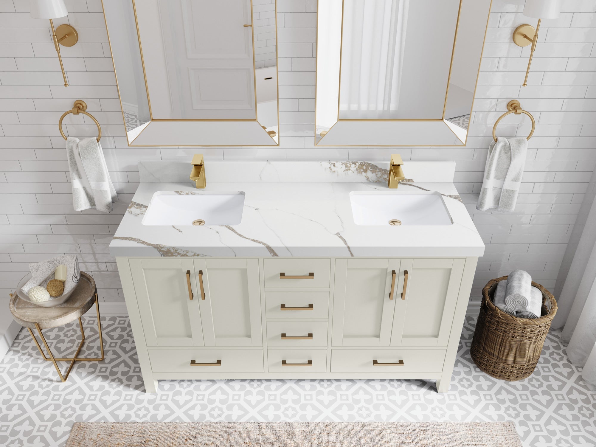 Malibu 60 in. W x 22 in. D Double Sink Bathroom Vanity - Willow Bath and Vanity