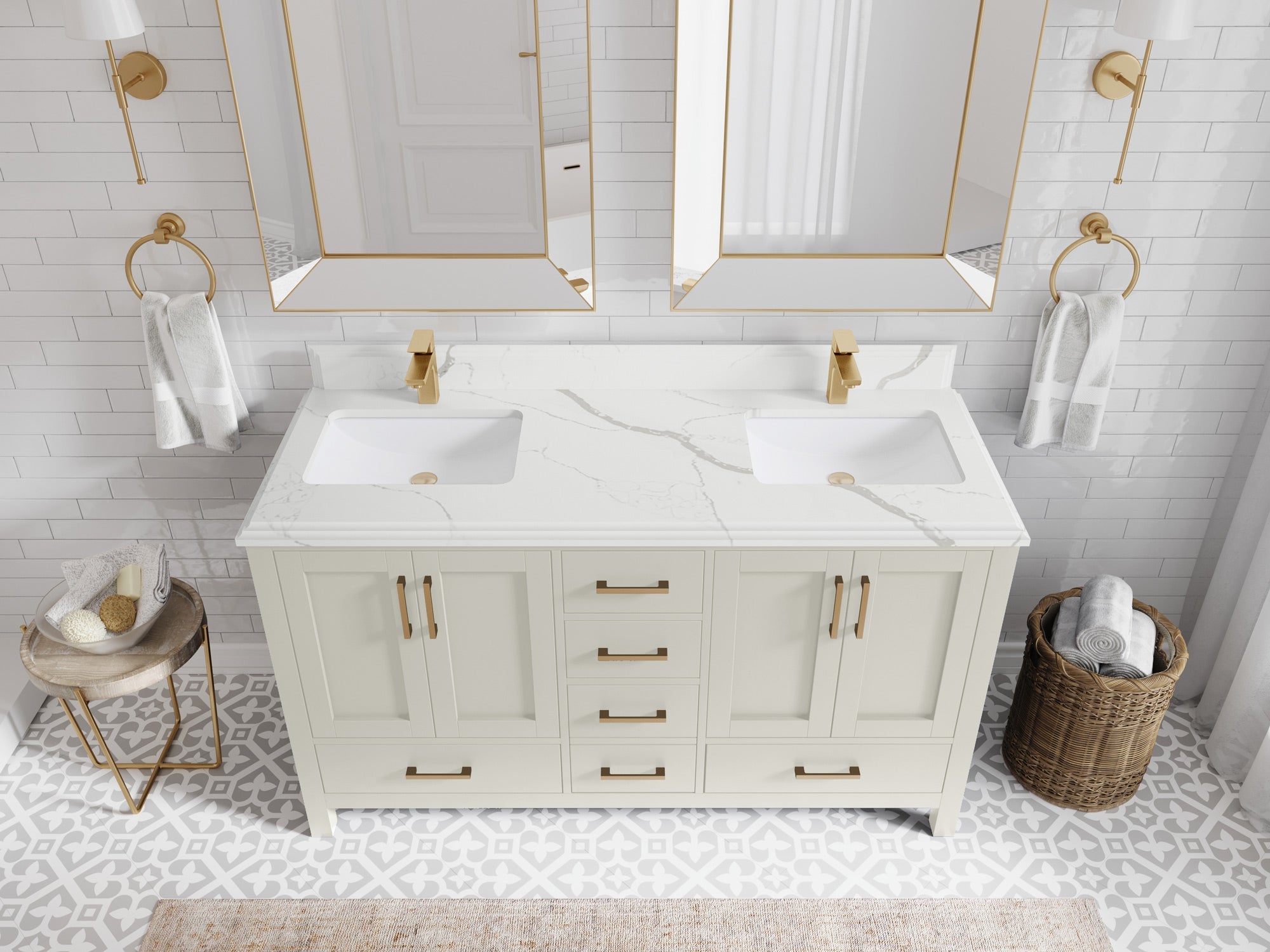 Malibu 60 in. W x 22 in. D Double Sink Bathroom Vanity - Willow Bath and Vanity