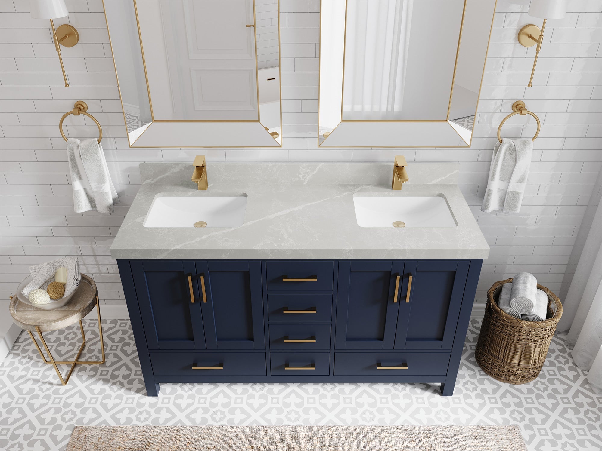 Malibu 60 in. W x 22 in. D Double Sink Bathroom Vanity - Willow Bath and Vanity