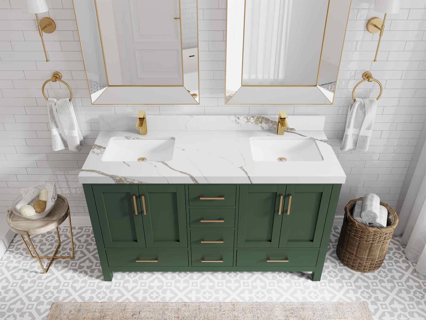 Malibu 60 in. W x 22 in. D Double Sink Bathroom Vanity - Willow Bath and Vanity