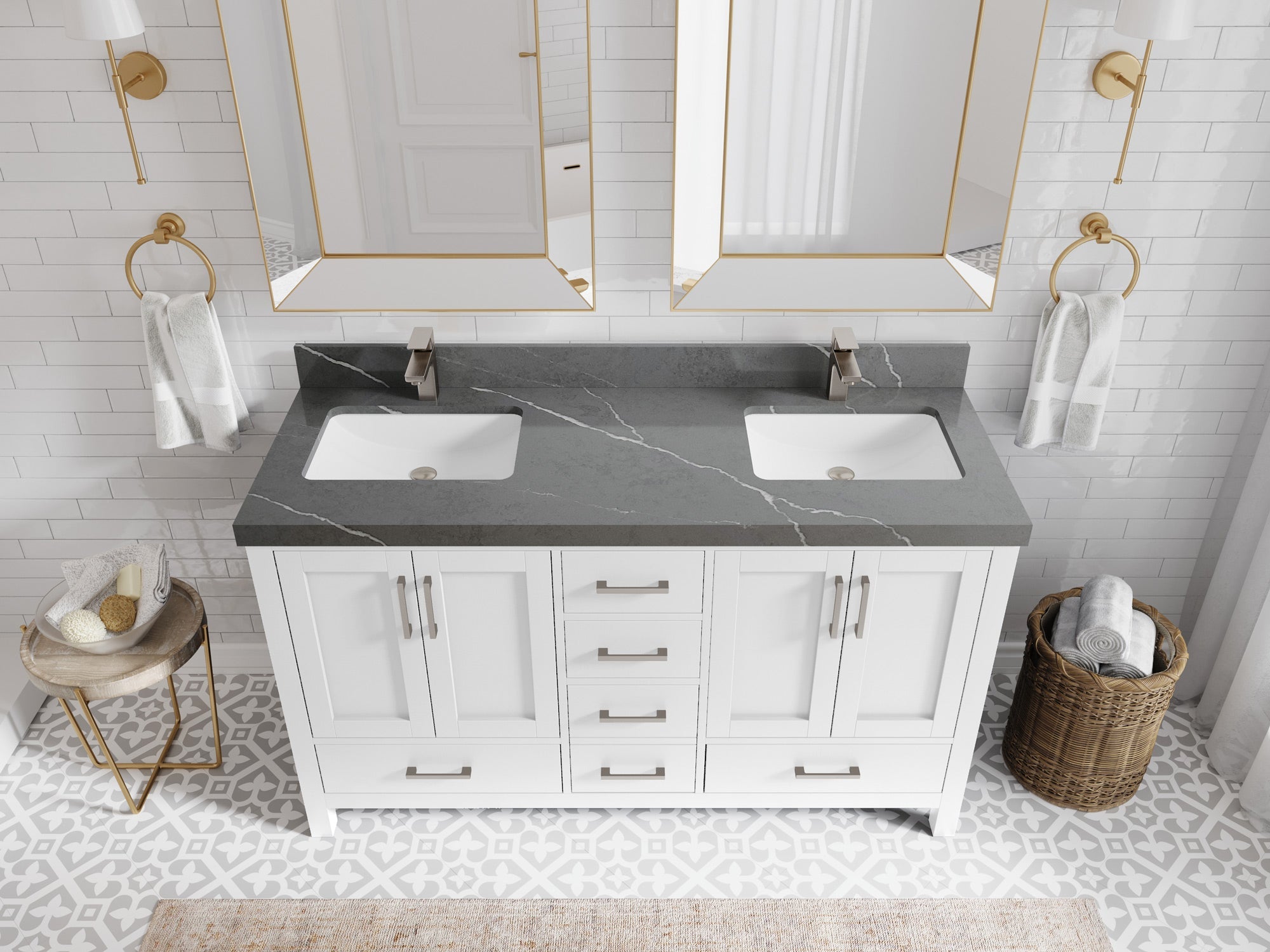 Malibu 60 in. W x 22 in. D Double Sink Bathroom Vanity - Willow Bath and Vanity