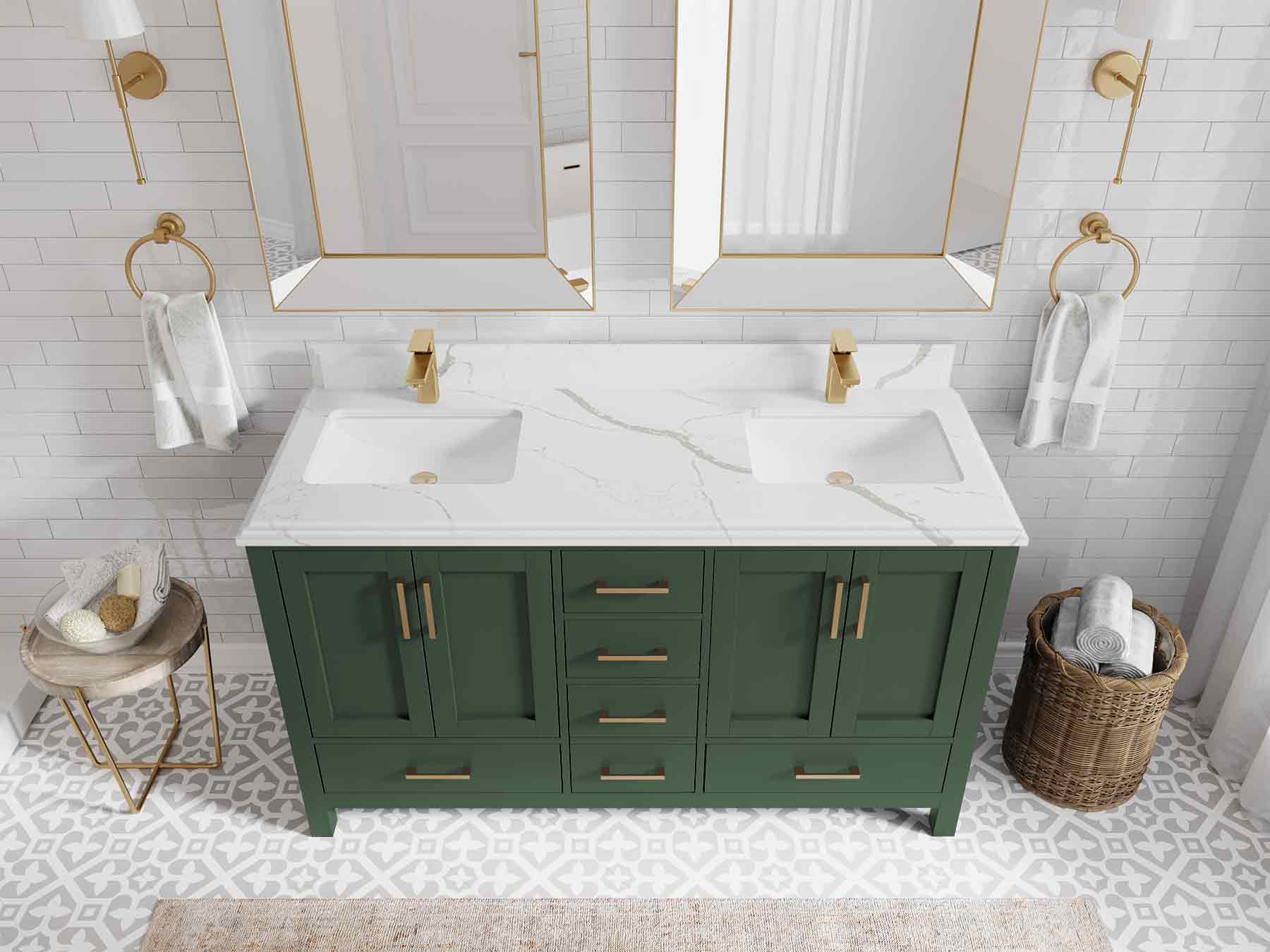 Malibu 60 in. W x 22 in. D Double Sink Bathroom Vanity - Willow Bath and Vanity