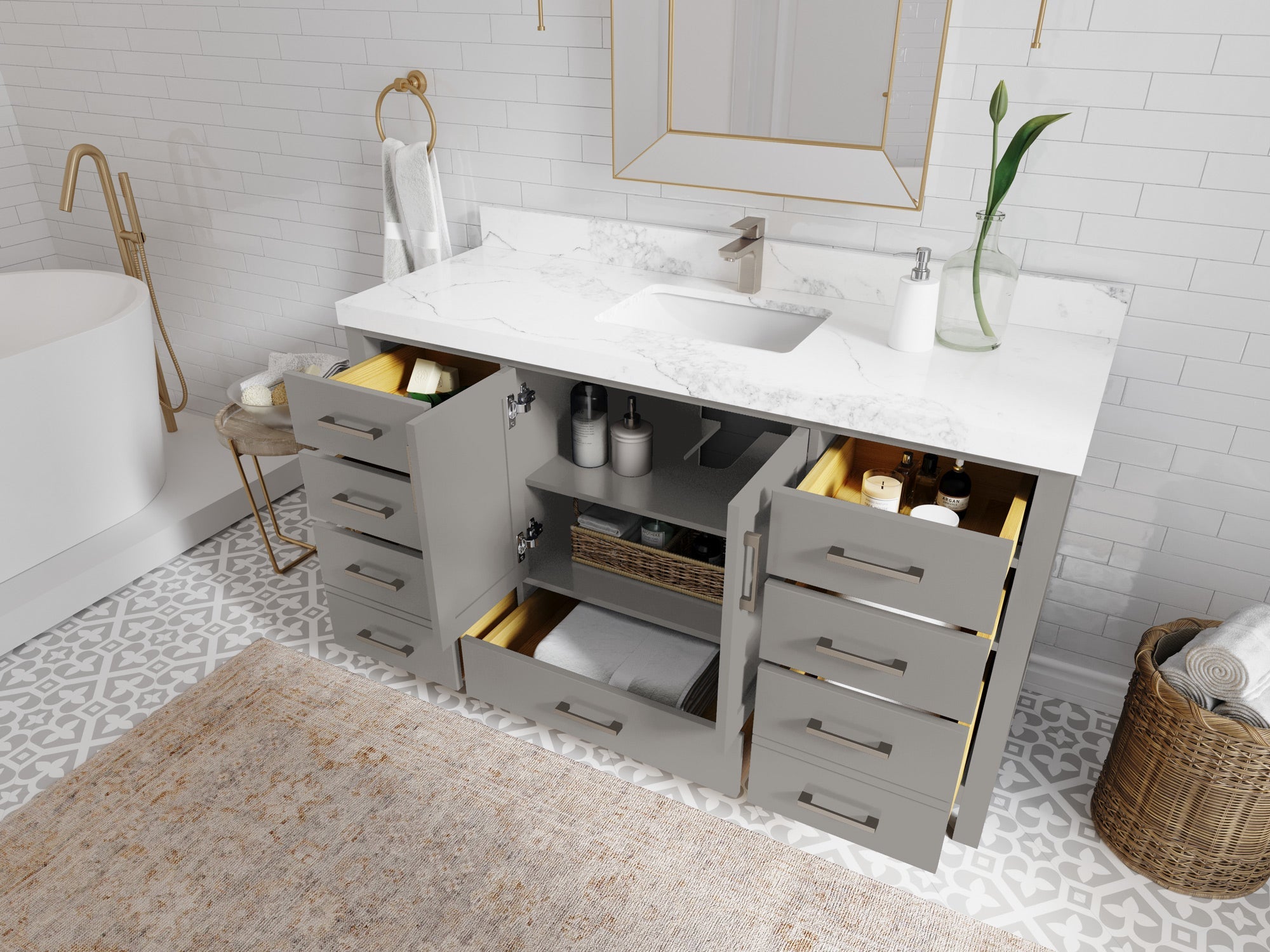 Malibu 60 in. W x 22 in. D Single Sink Bathroom Vanity - Willow Bath and Vanity