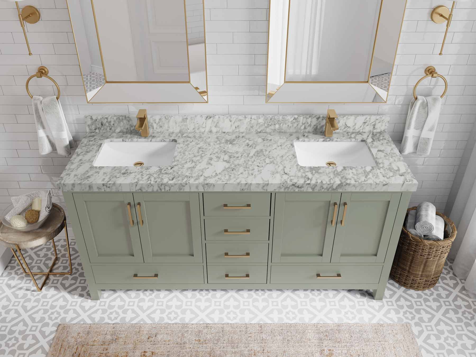 Malibu 72 in. W x 22 in. D Double Sink Bathroom Vanity - Willow Bath and Vanity