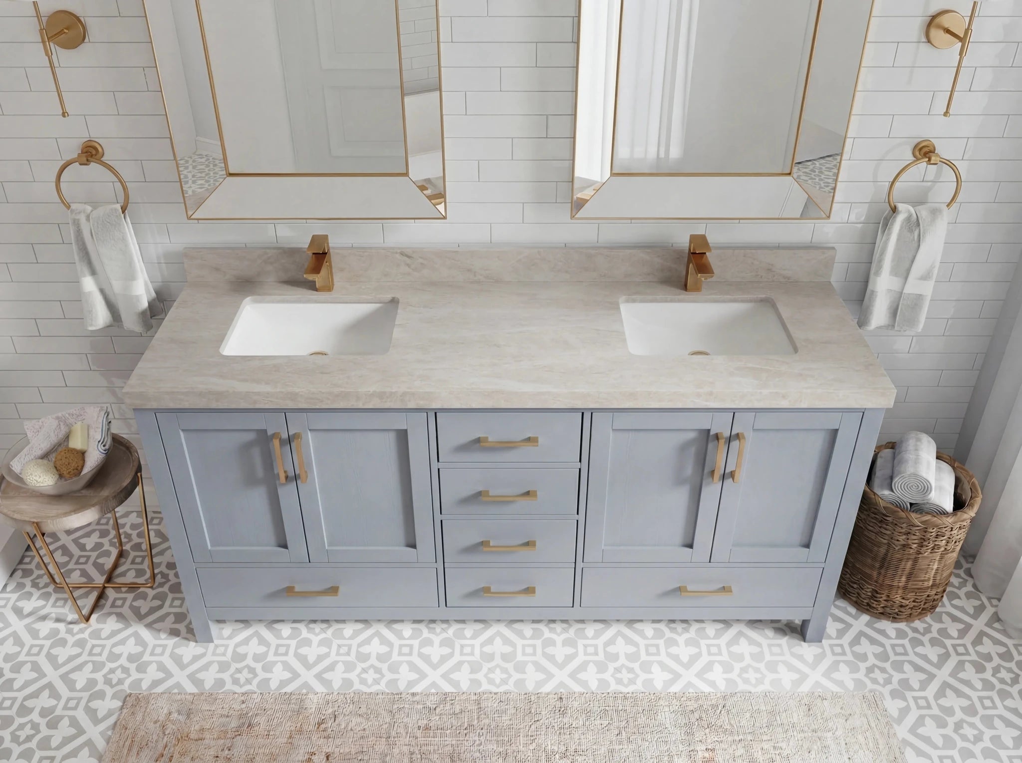 Malibu 72 in. W x 22 in. D Double Sink Bathroom Vanity - Willow Bath and Vanity