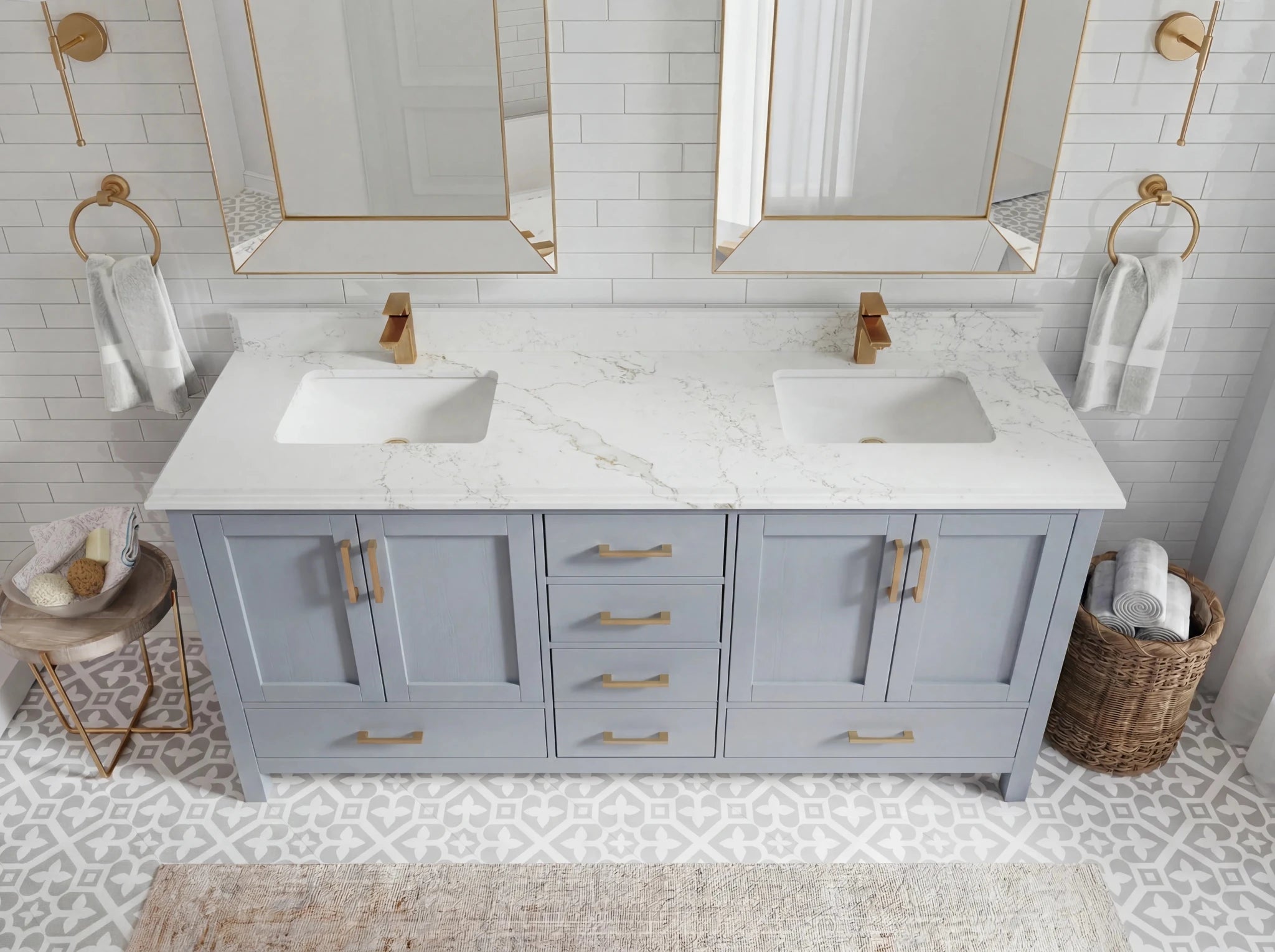 Malibu 72 in. W x 22 in. D Double Sink Bathroom Vanity - Willow Bath and Vanity