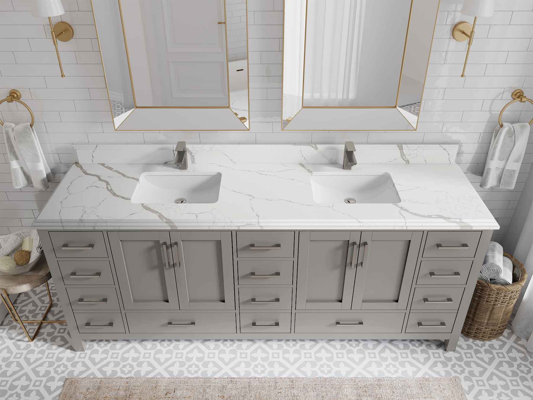 Malibu 84 in. W x 22 in. D Double Sink Bathroom Vanity - Willow Bath and Vanity