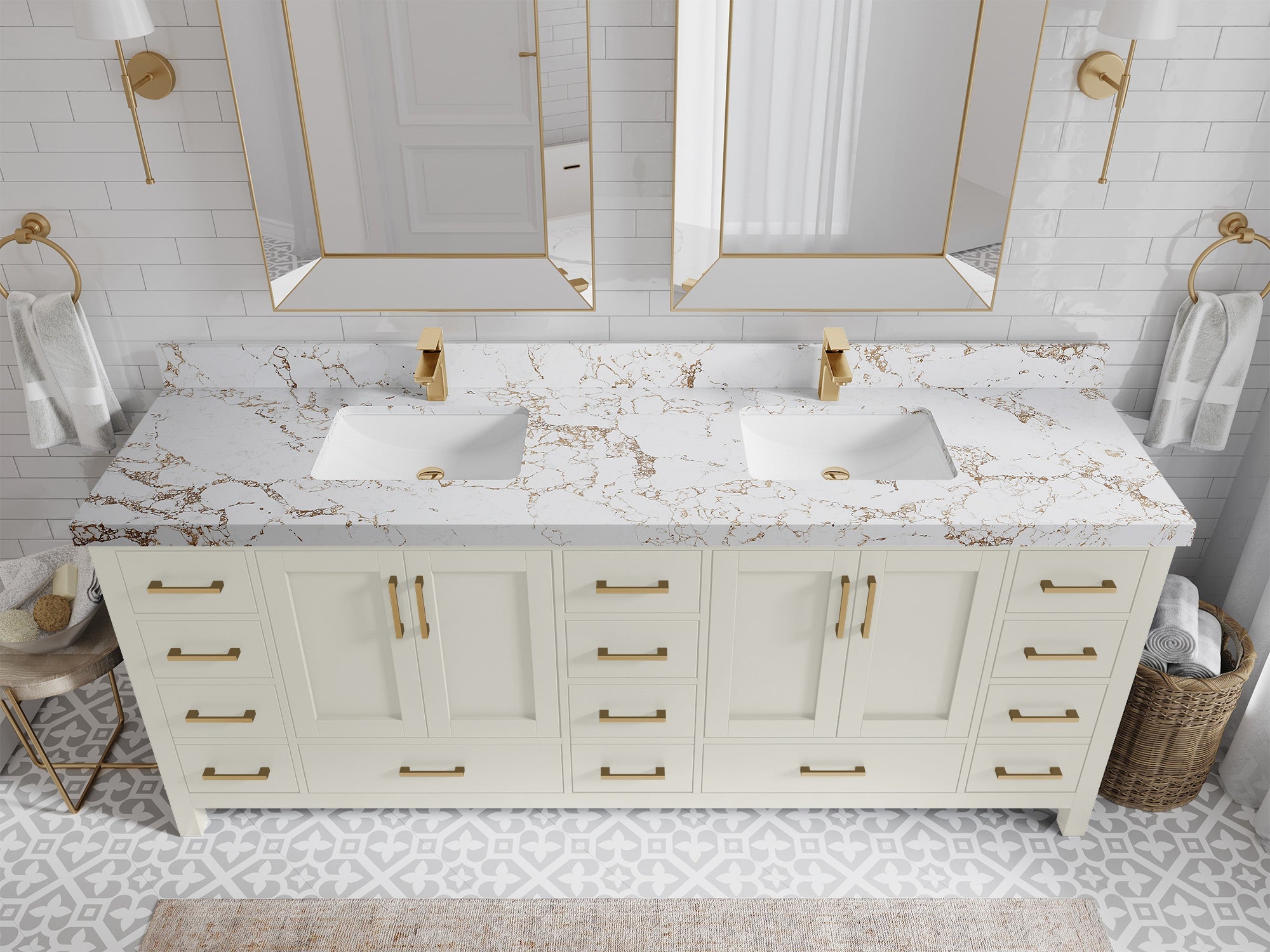 Malibu 84 in. W x 22 in. D Double Sink Bathroom Vanity - Willow Bath and Vanity
