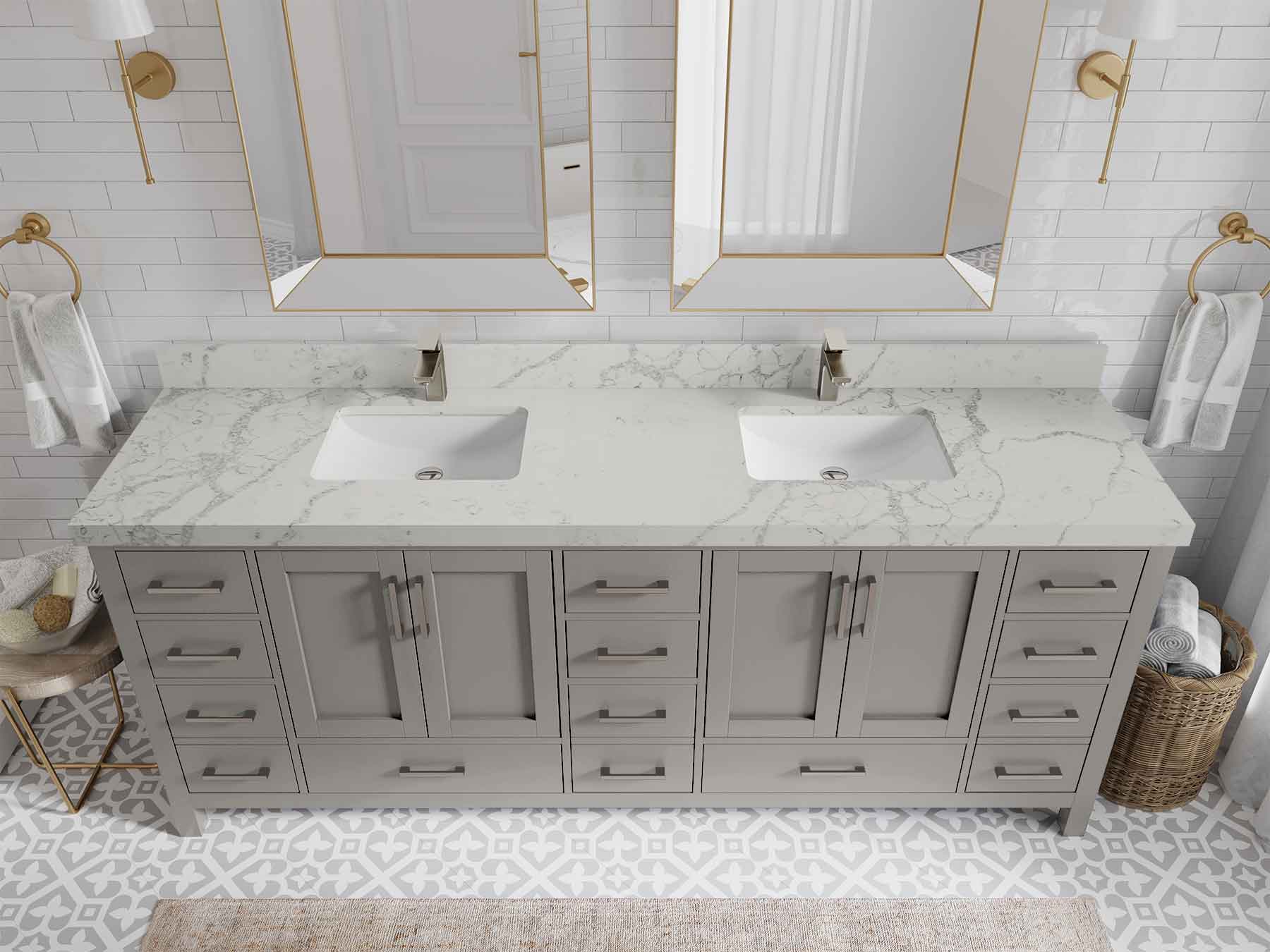 Malibu 84 in. W x 22 in. D Double Sink Bathroom Vanity - Willow Bath and Vanity
