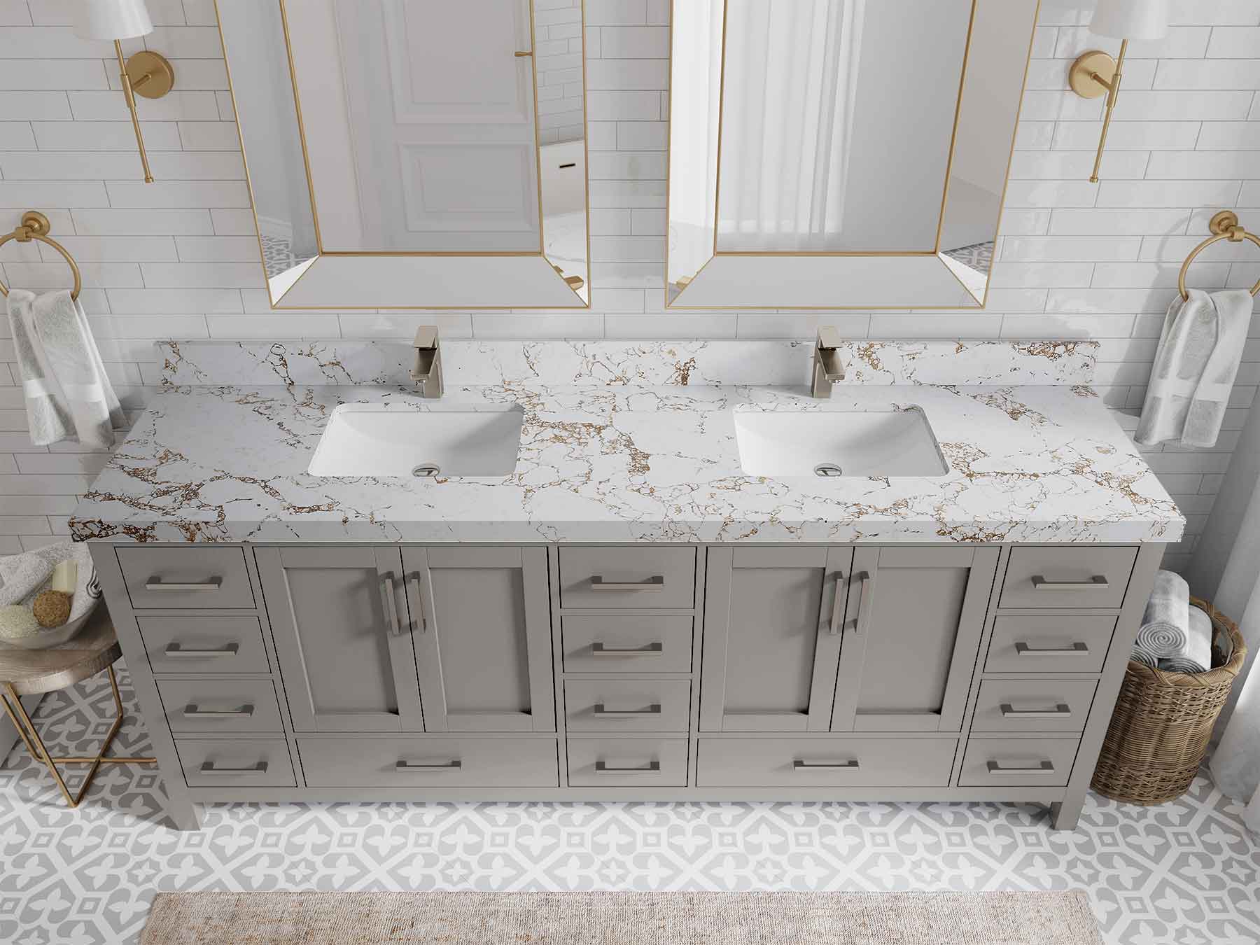 Malibu 84 in. W x 22 in. D Double Sink Bathroom Vanity - Willow Bath and Vanity