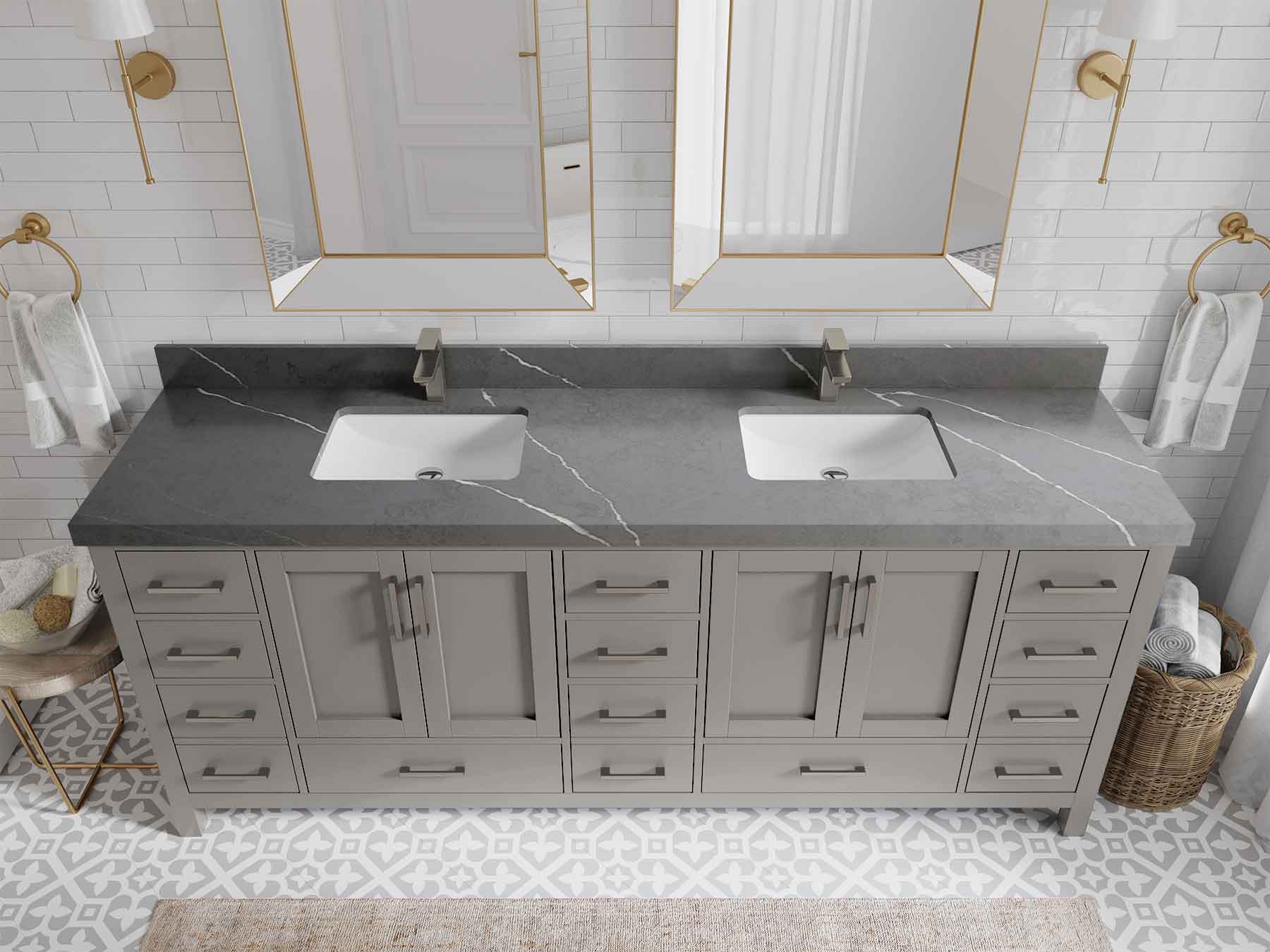 Malibu 84 in. W x 22 in. D Double Sink Bathroom Vanity - Willow Bath and Vanity