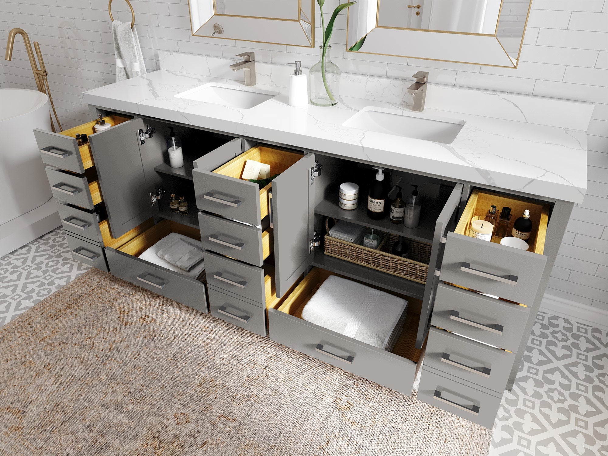 Malibu 84 in. W x 22 in. D Double Sink Bathroom Vanity - Willow Bath and Vanity