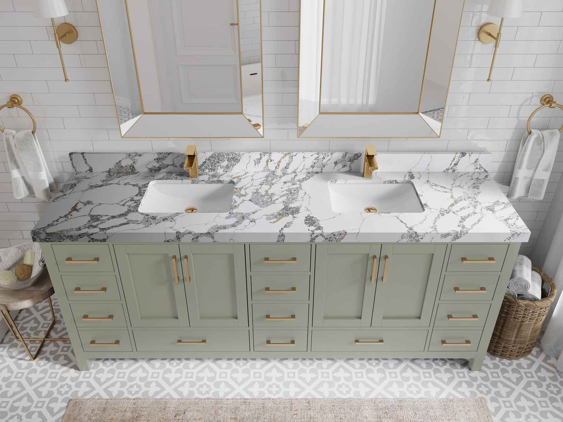 Malibu 84 in. W x 22 in. D Double Sink Bathroom Vanity - Willow Bath and Vanity