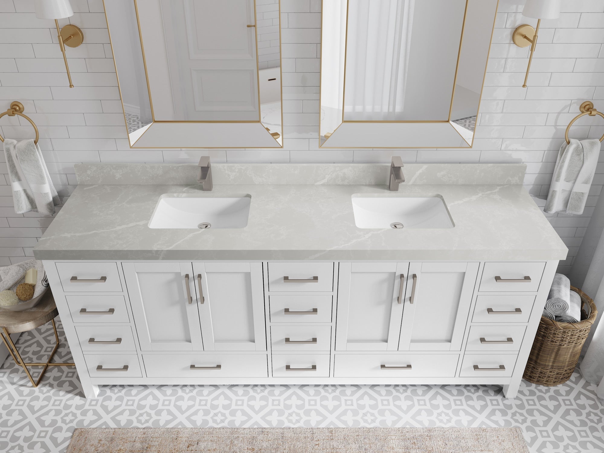 Malibu 84 in. W x 22 in. D Double Sink Bathroom Vanity - Willow Bath and Vanity