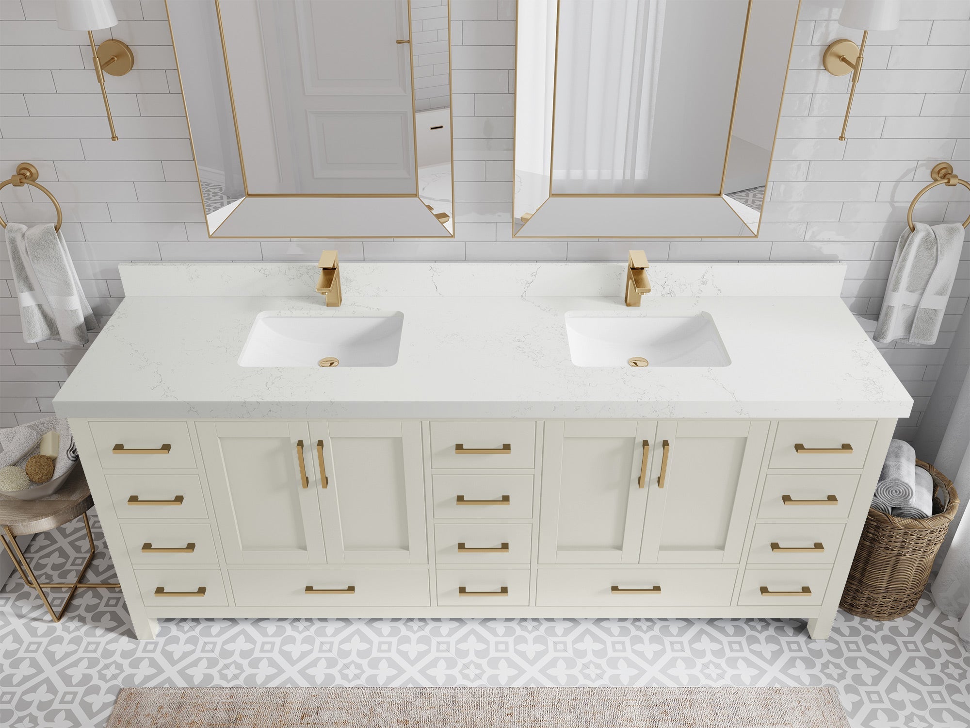 Malibu 84 in. W x 22 in. D Double Sink Bathroom Vanity - Willow Bath and Vanity