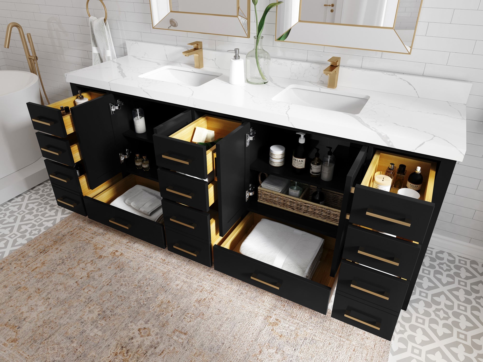Malibu 84 in. W x 22 in. D Double Sink Bathroom Vanity - Willow Bath and Vanity