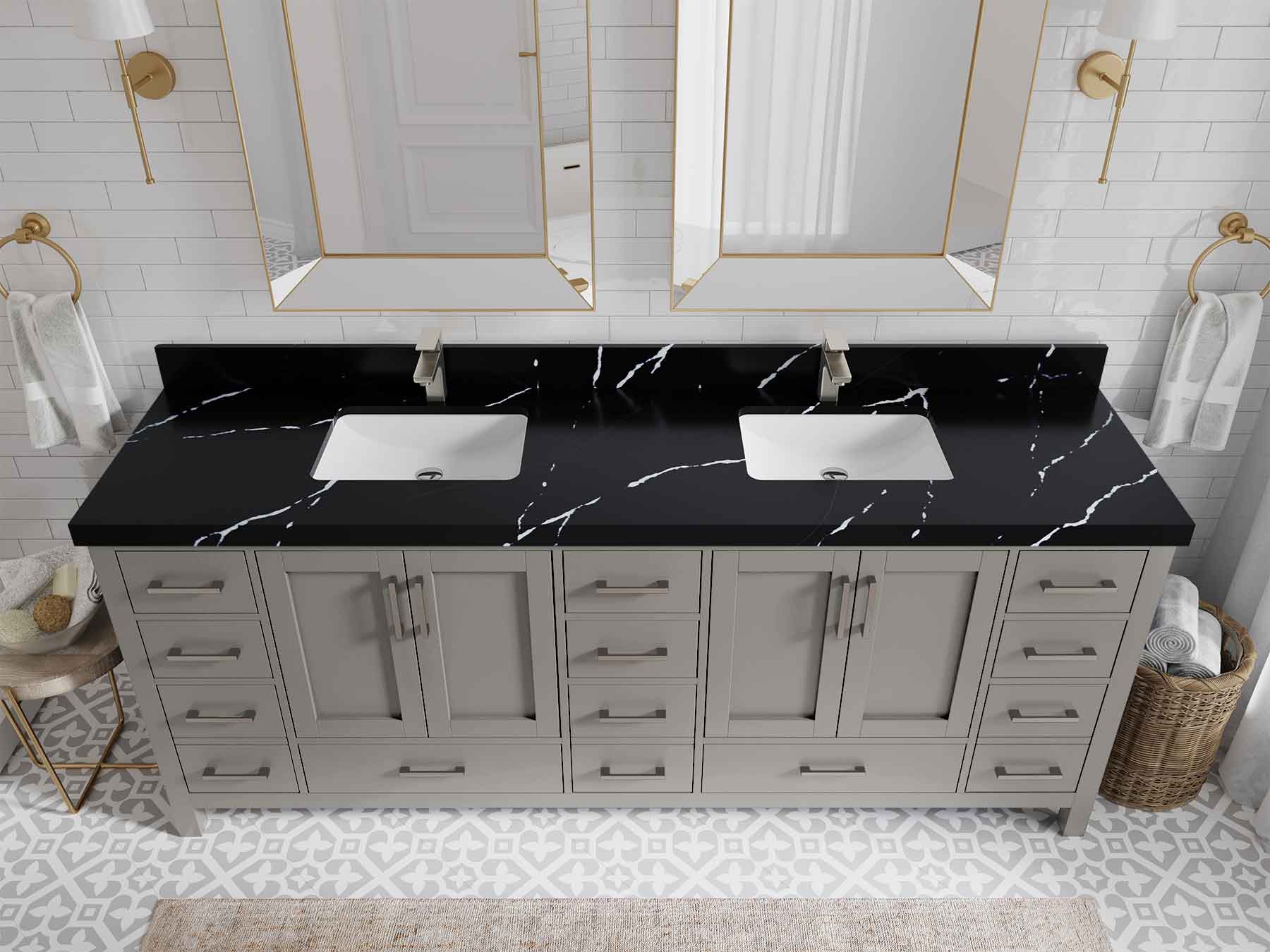 Malibu 84 in. W x 22 in. D Double Sink Bathroom Vanity - Willow Bath and Vanity