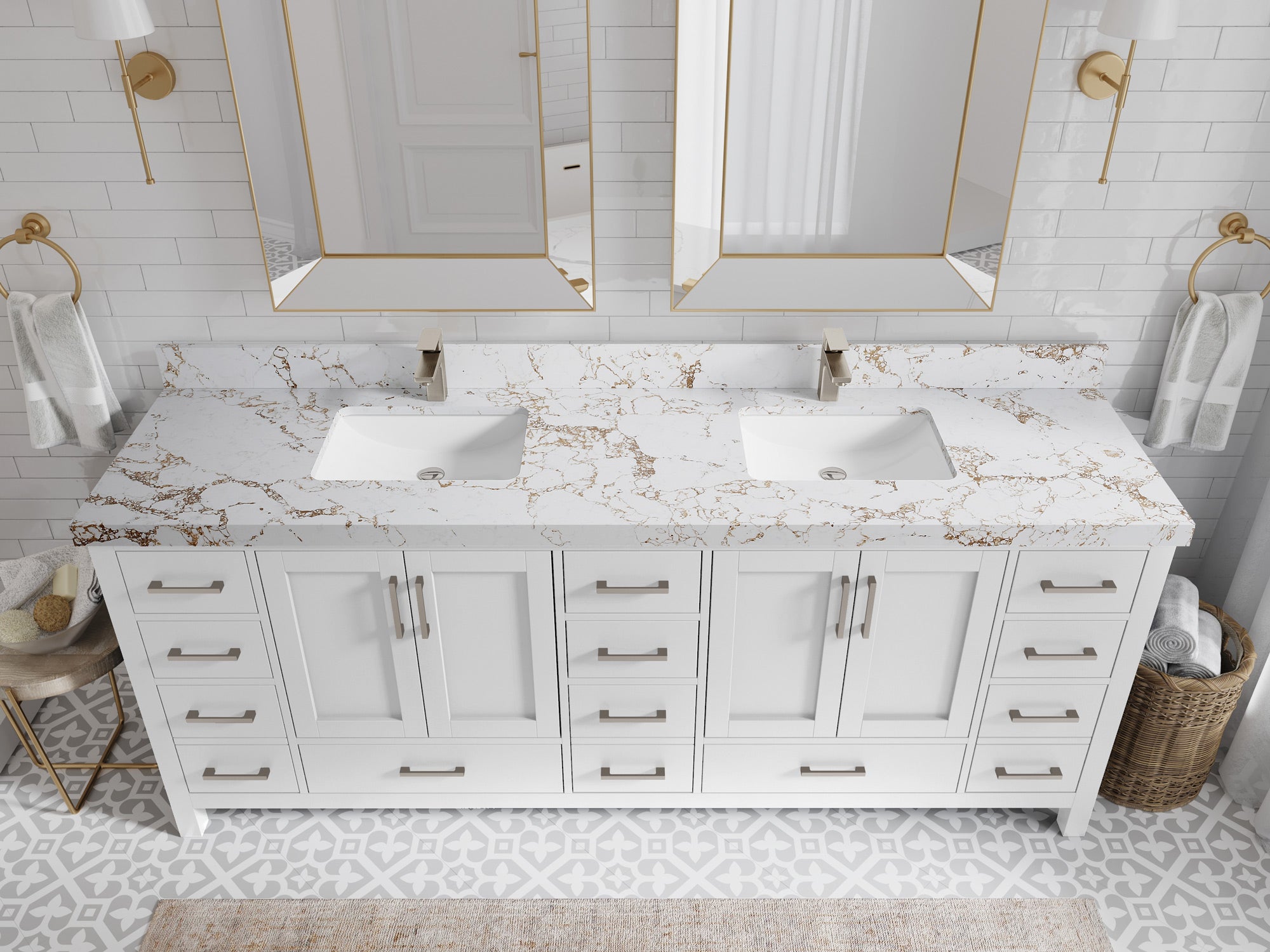 Malibu 84 in. W x 22 in. D Double Sink Bathroom Vanity - Willow Bath and Vanity