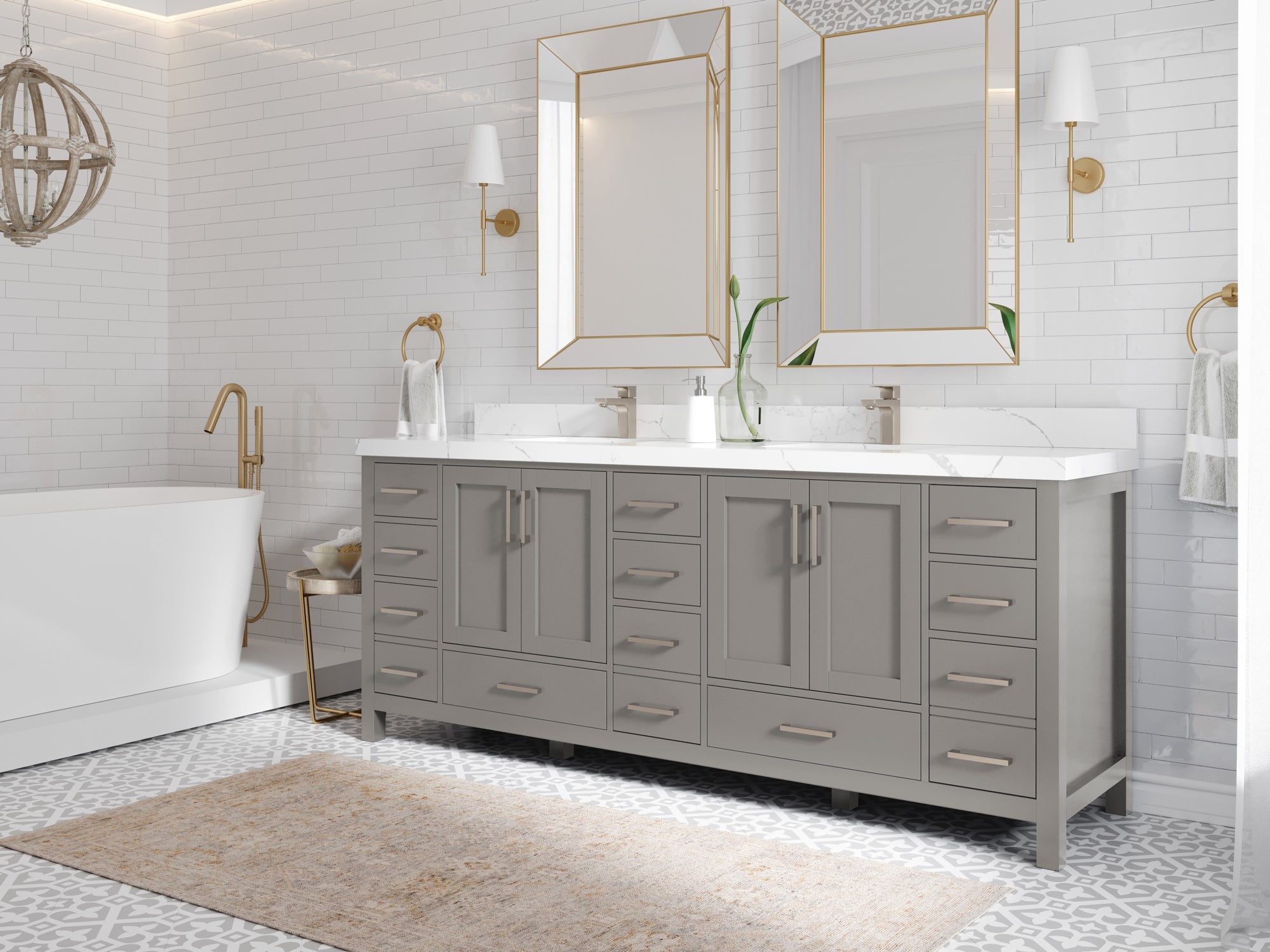 Malibu 84 in. W x 22 in. D Double Sink Bathroom Vanity - Willow Bath and Vanity