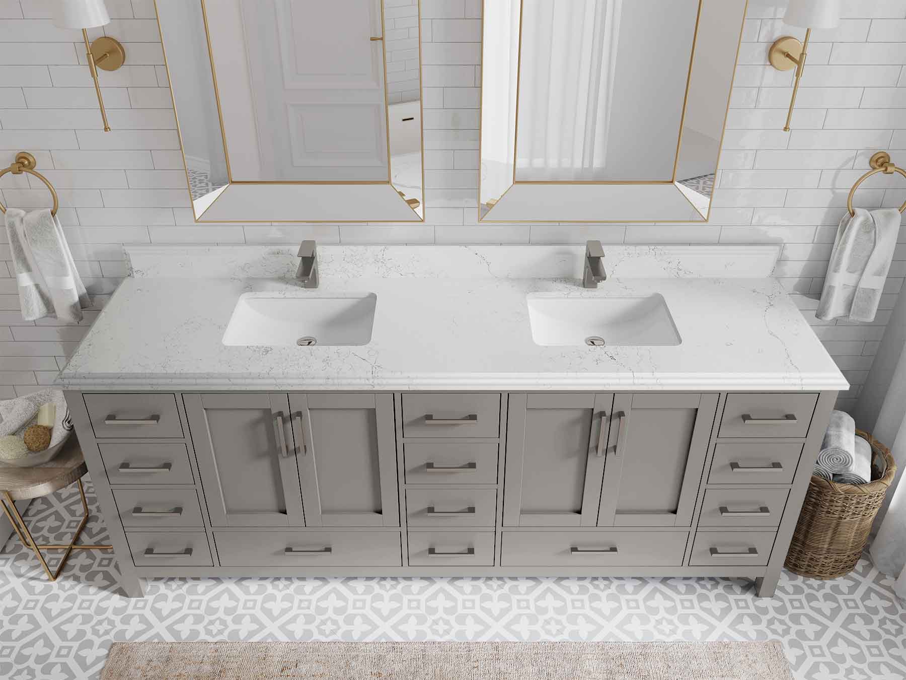 Malibu 84 in. W x 22 in. D Double Sink Bathroom Vanity - Willow Bath and Vanity