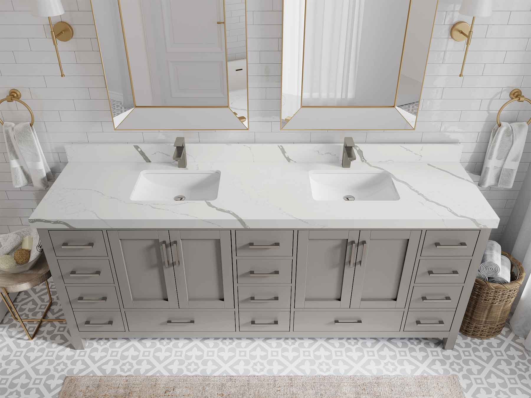 Malibu 84 in. W x 22 in. D Double Sink Bathroom Vanity - Willow Bath and Vanity