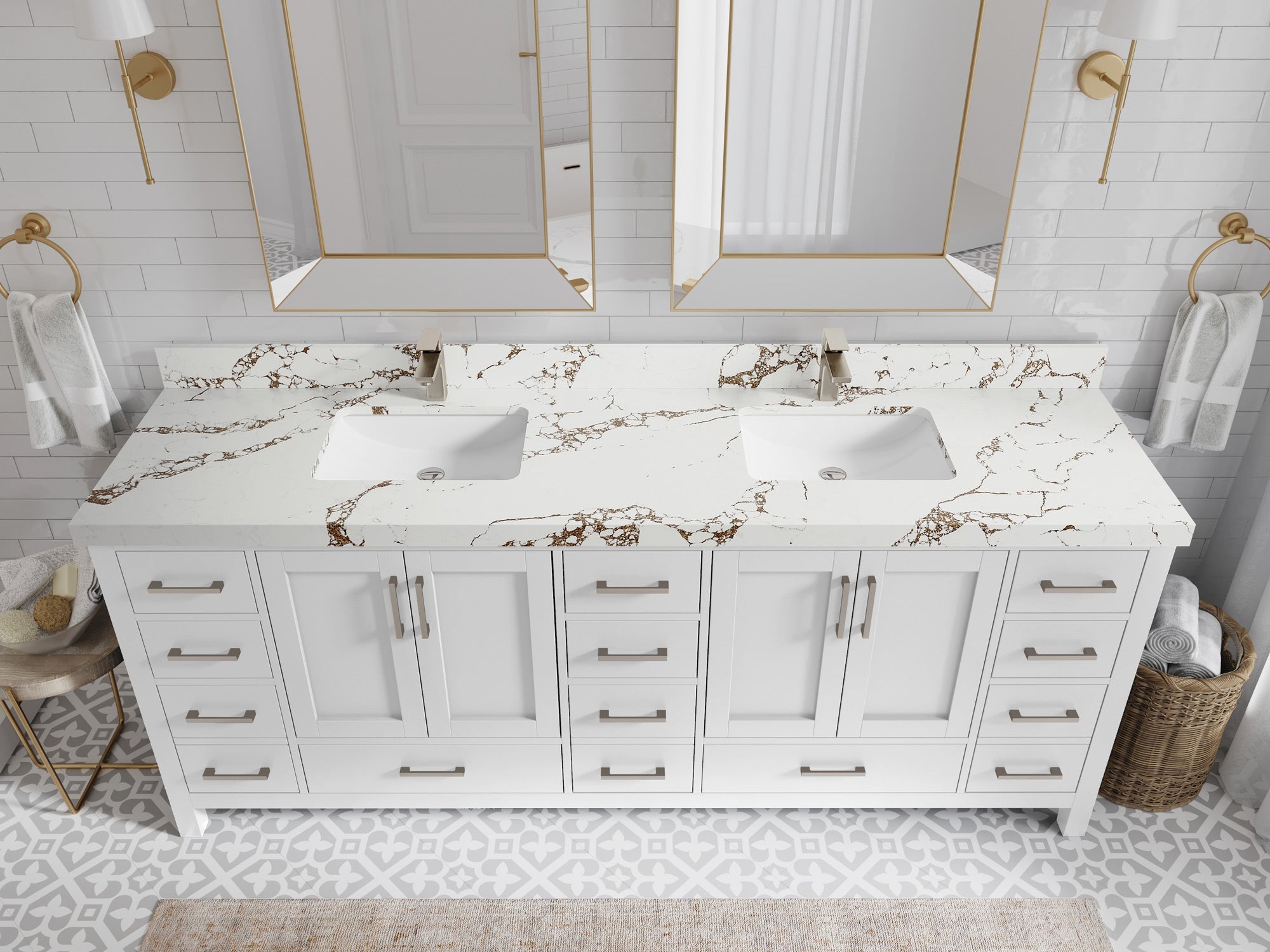 Malibu 84 in. W x 22 in. D Double Sink Bathroom Vanity - Willow Bath and Vanity