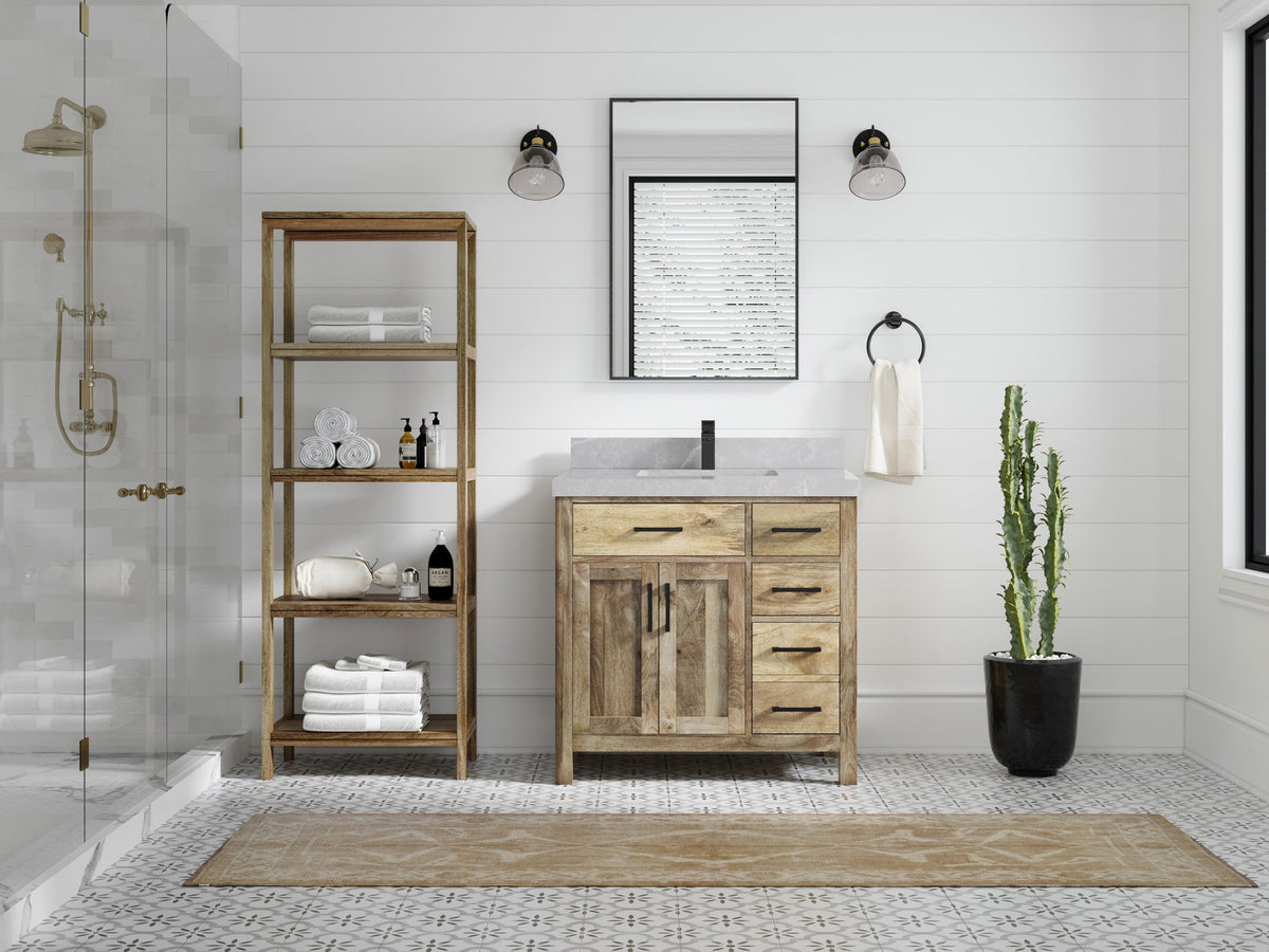 Malibu Mango Wood 36 in. W x 22 in. D Center Sink Bathroom Vanity - Willow Bath and Vanity