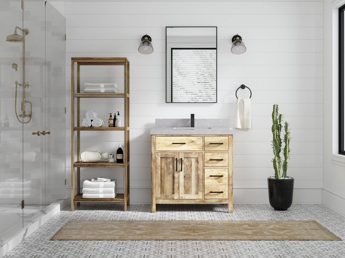 Malibu Mango Wood 36 in. W x 22 in. D Center Sink Bathroom Vanity - Willow Bath and Vanity