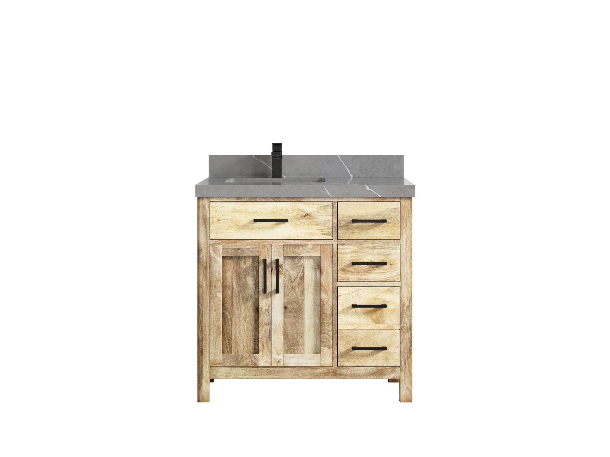 Malibu Mango Wood 36 in. W x 22 in. D Left Offset Sink Bathroom Vanity - Willow Bath and Vanity