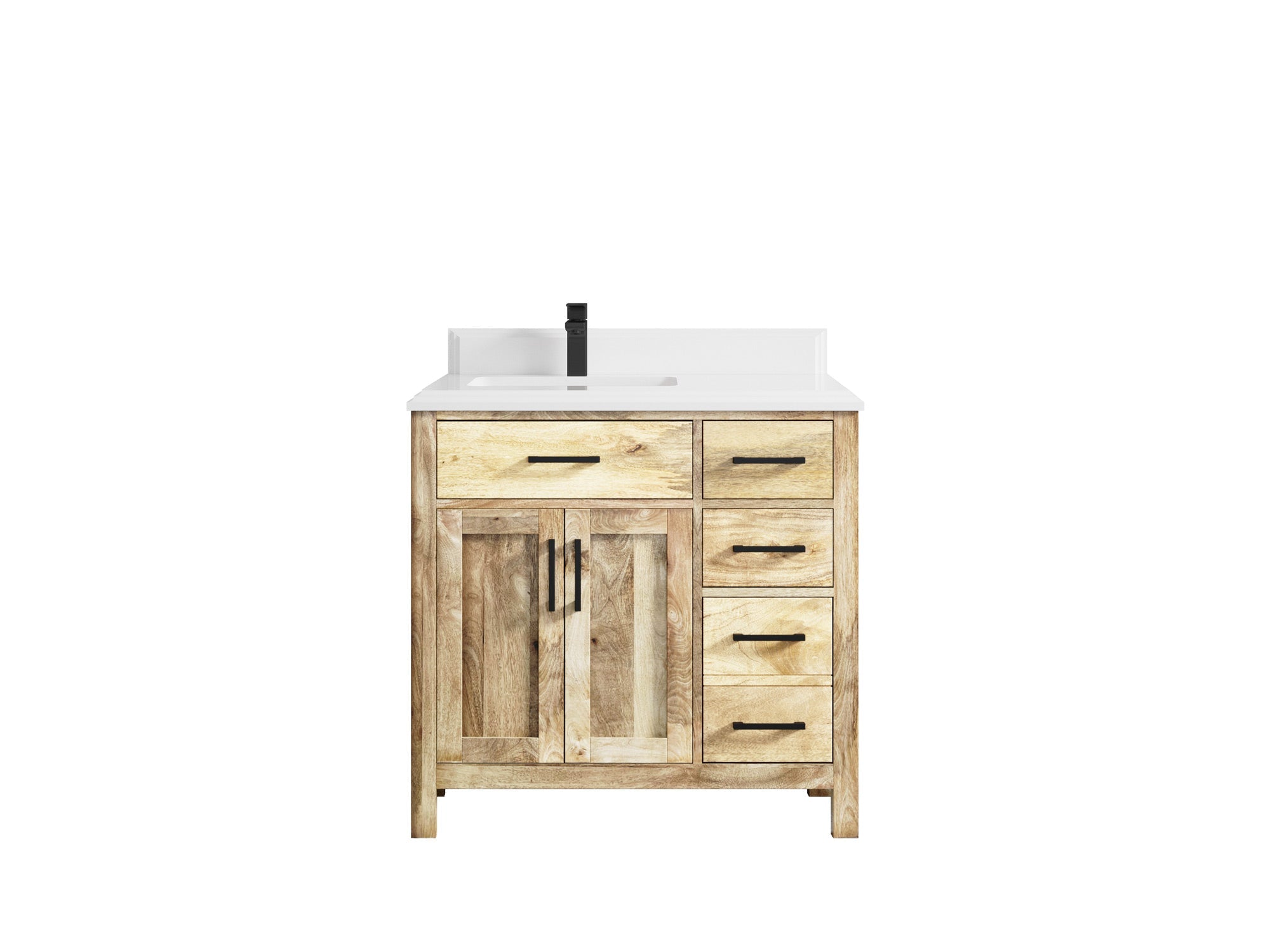 Malibu Mango Wood 36 in. W x 22 in. D Left Offset Sink Bathroom Vanity - Willow Bath and Vanity