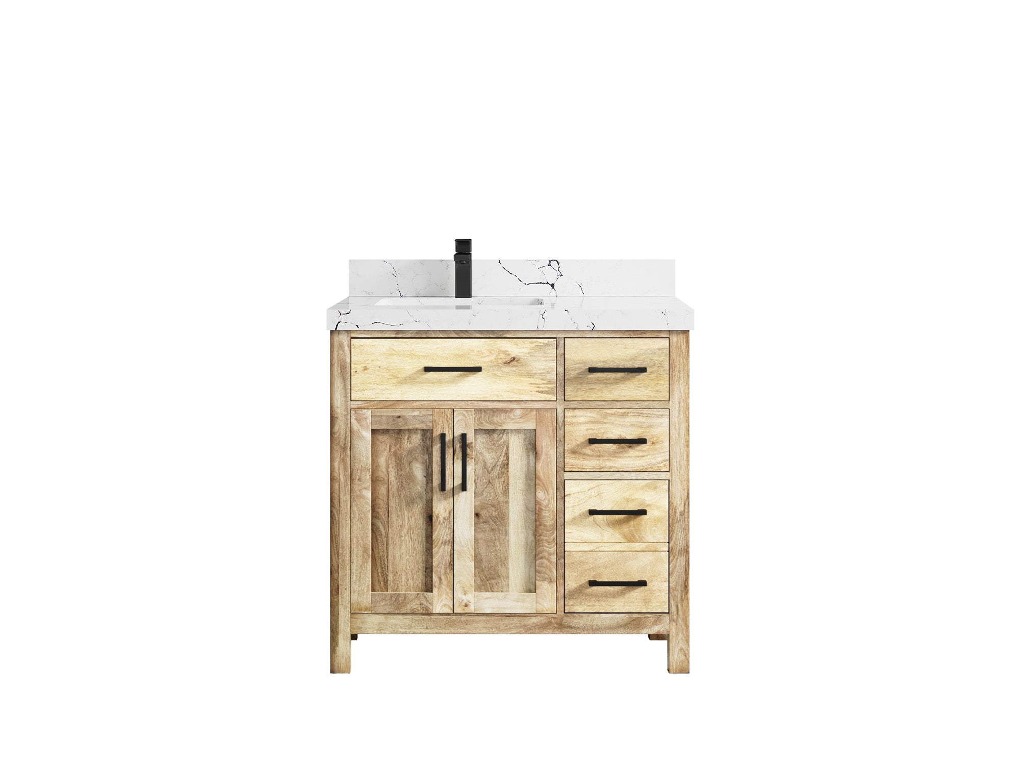 Malibu Mango Wood 36 in. W x 22 in. D Left Offset Sink Bathroom Vanity - Willow Bath and Vanity