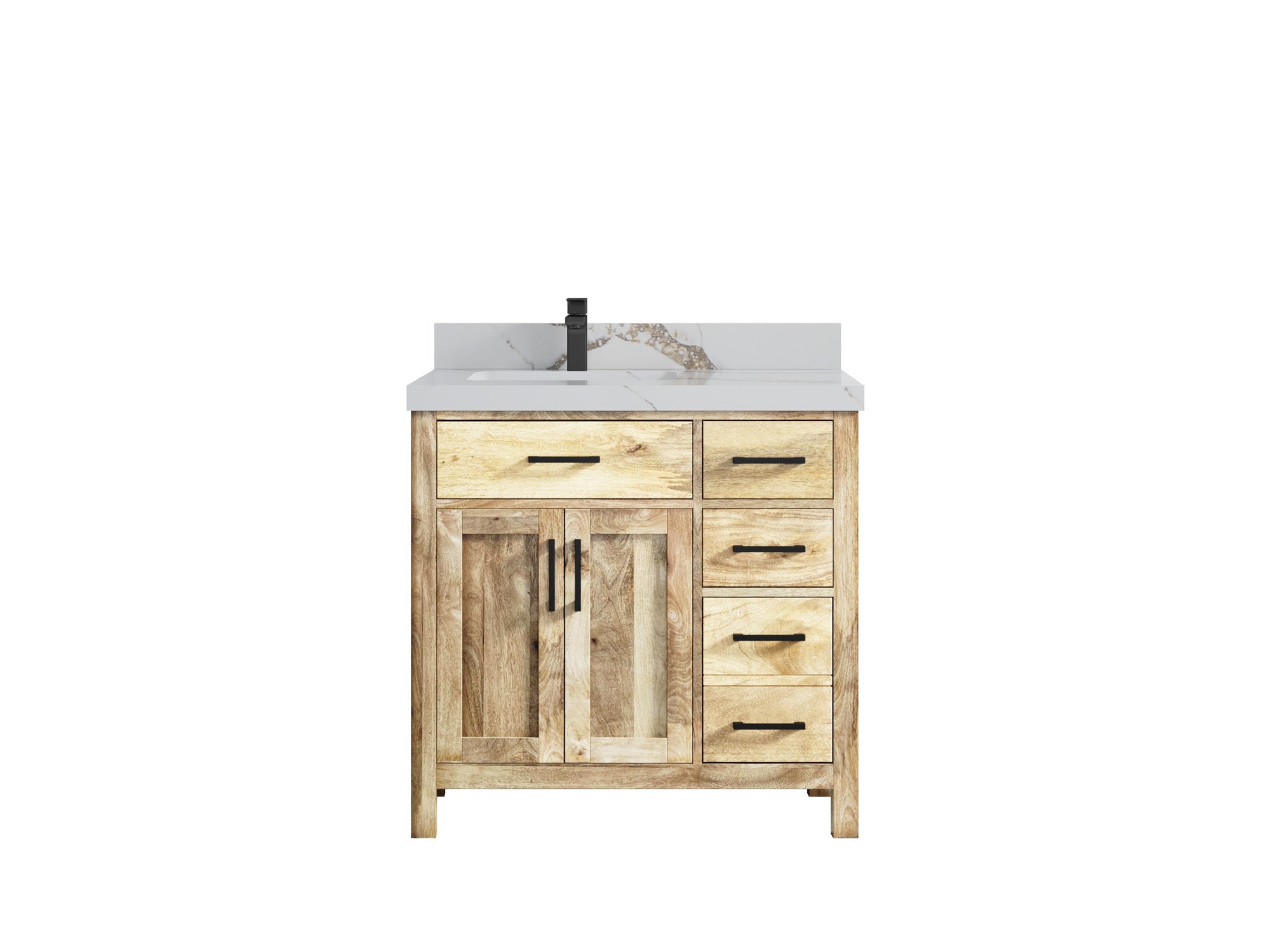 Malibu Mango Wood 36 in. W x 22 in. D Left Offset Sink Bathroom Vanity - Willow Bath and Vanity