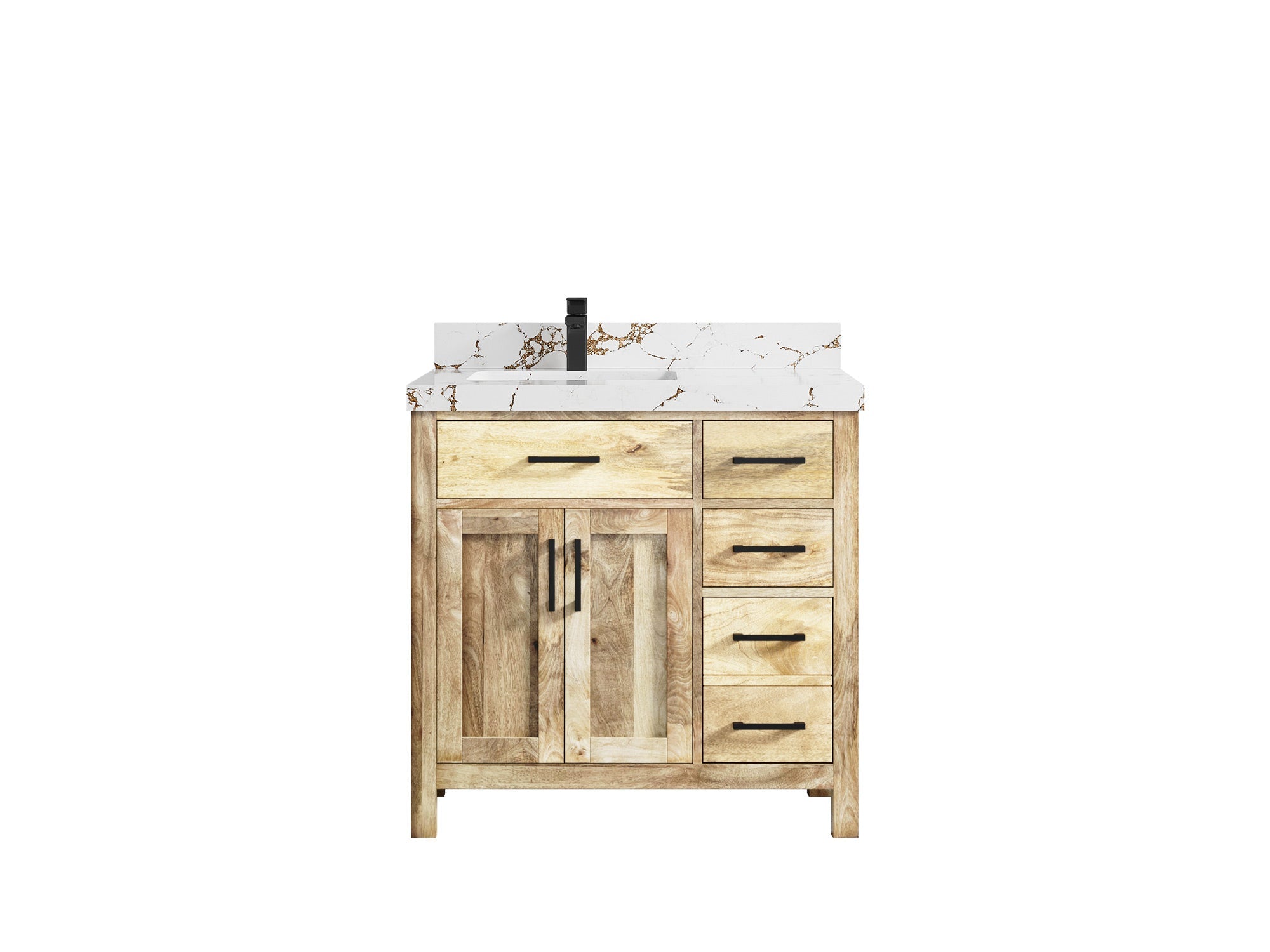 Malibu Mango Wood 36 in. W x 22 in. D Left Offset Sink Bathroom Vanity - Willow Bath and Vanity