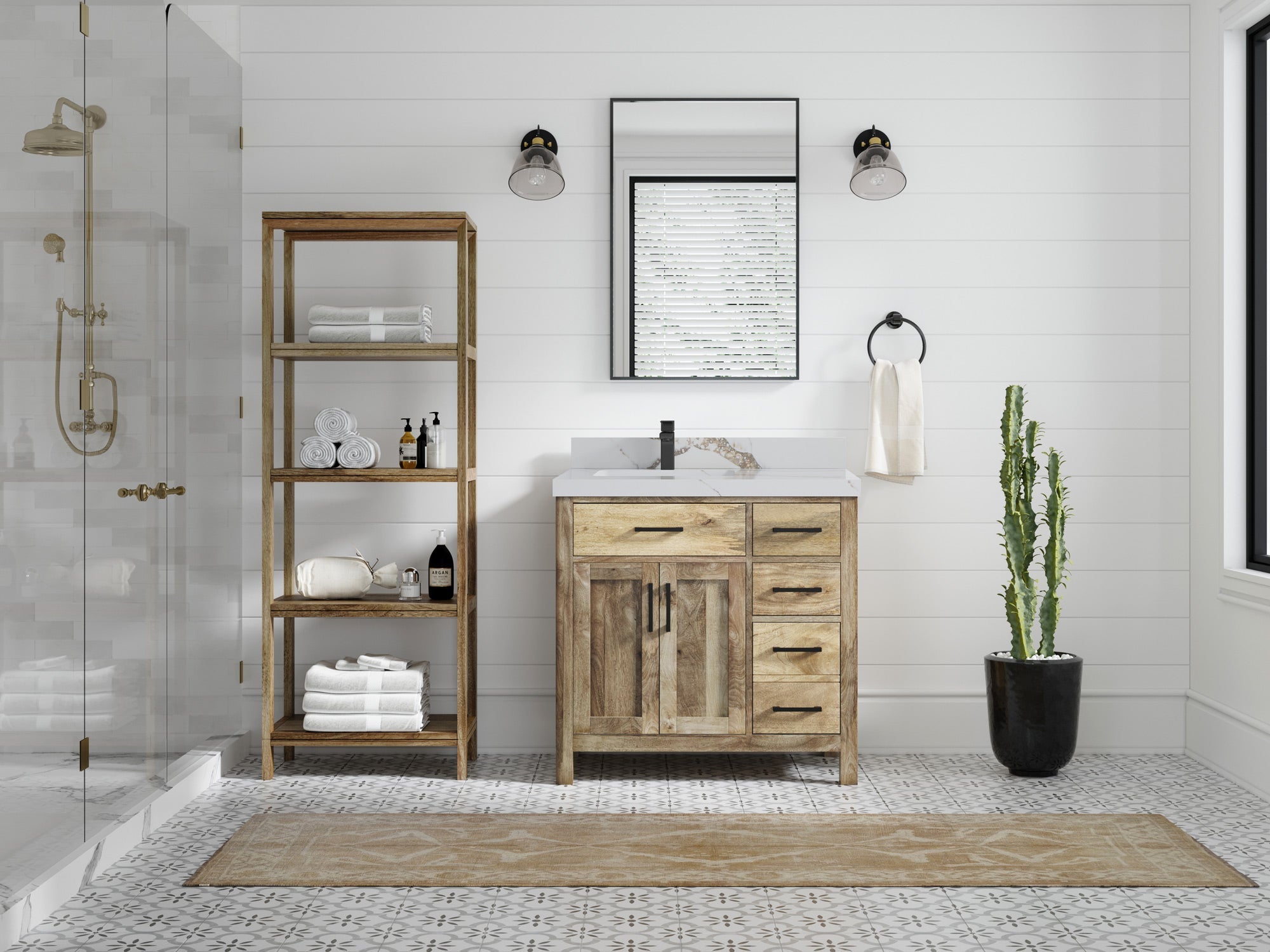 Malibu Mango Wood 36 in. W x 22 in. D Left Offset Sink Bathroom Vanity - Willow Bath and Vanity