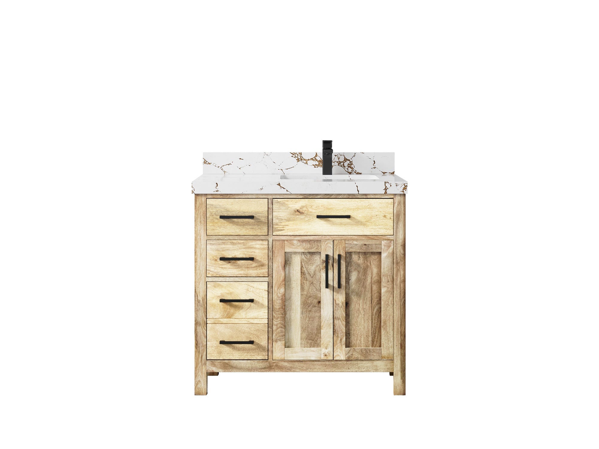 Malibu Mango Wood 36 in. W x 22 in. D Right Offset Sink Bathroom Vanity - Willow Bath and Vanity