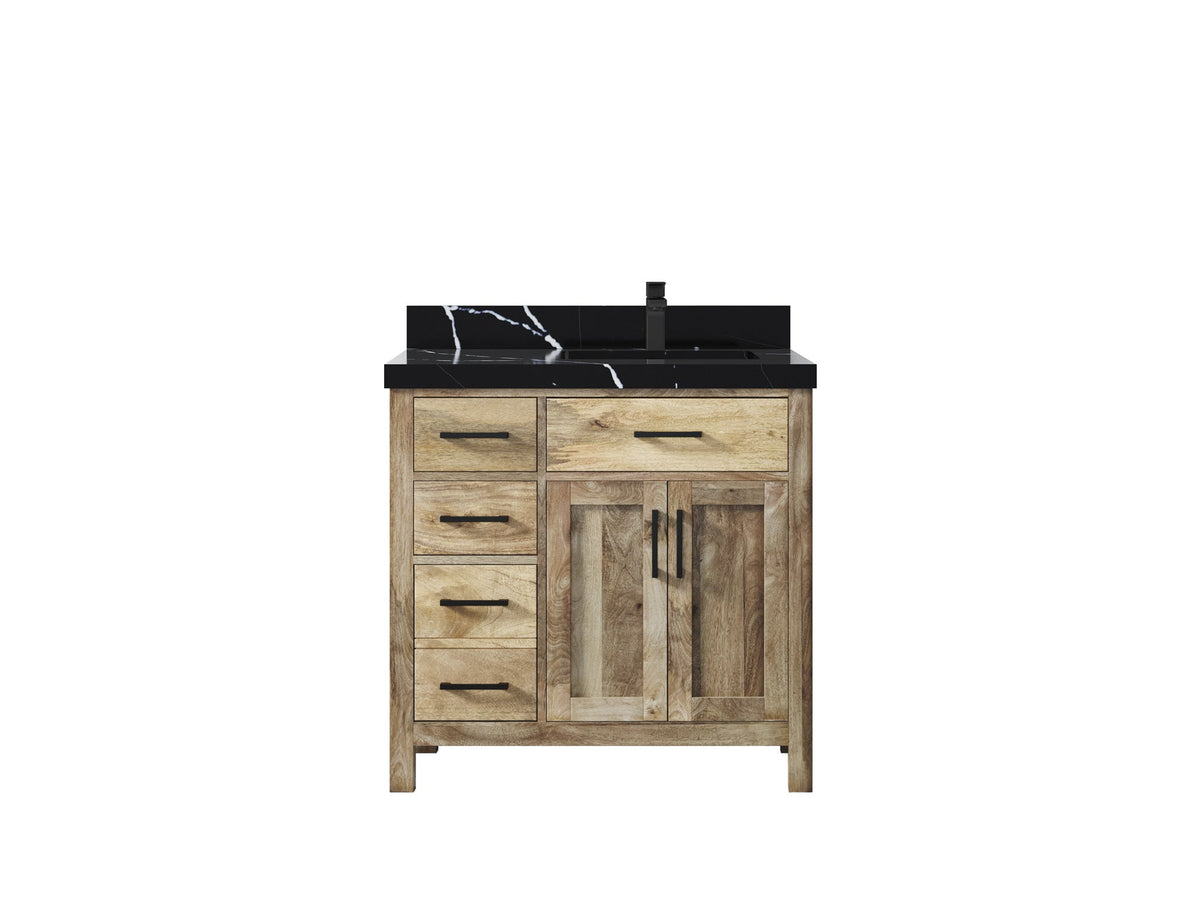 Malibu Mango Wood 36 in. W x 22 in. D Right Offset Sink Bathroom Vanity - Willow Bath and Vanity