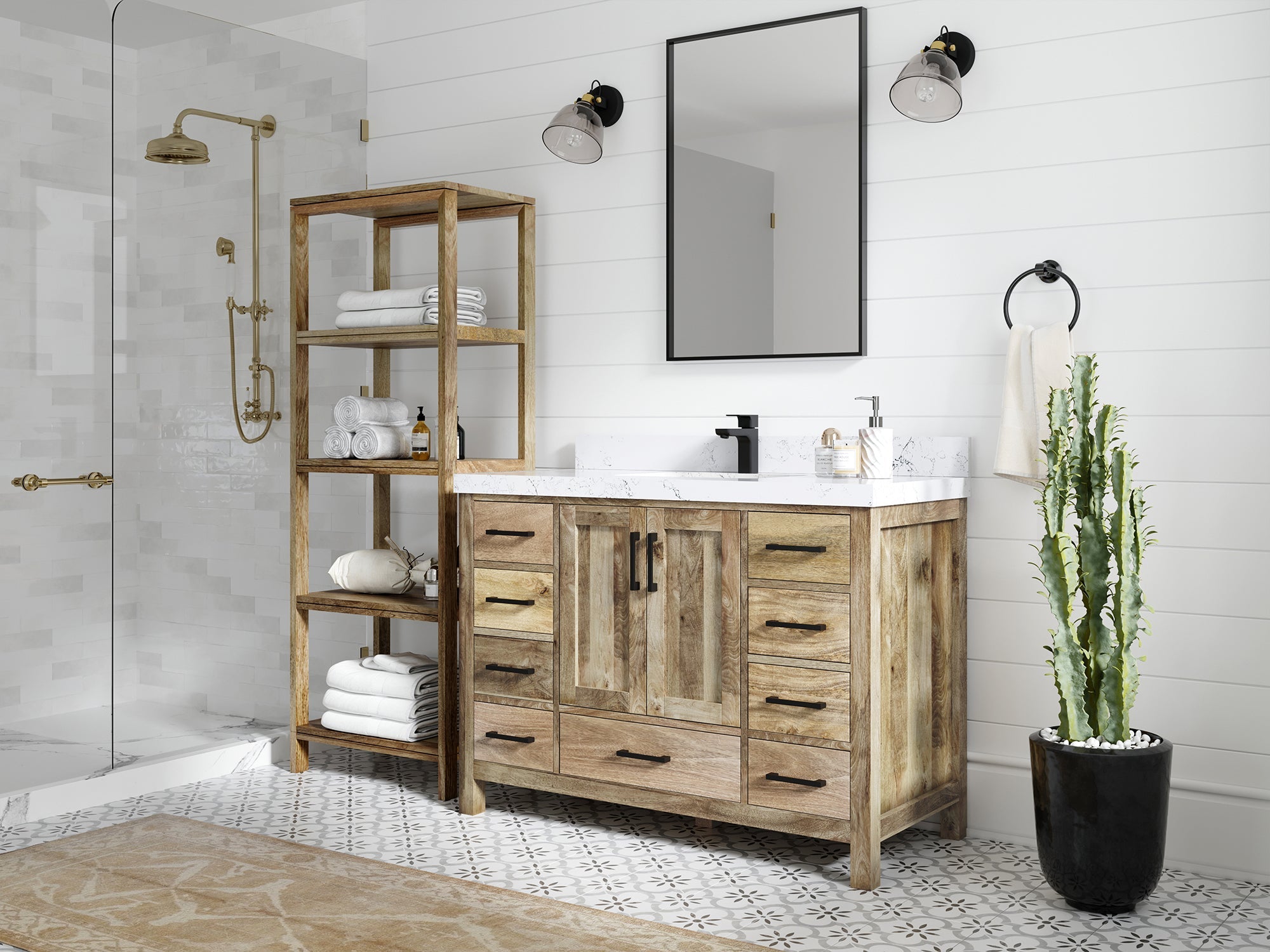 Malibu Mango Wood 48 in. W x 22 in. D Single Sink Bathroom Vanity - Willow Bath and Vanity