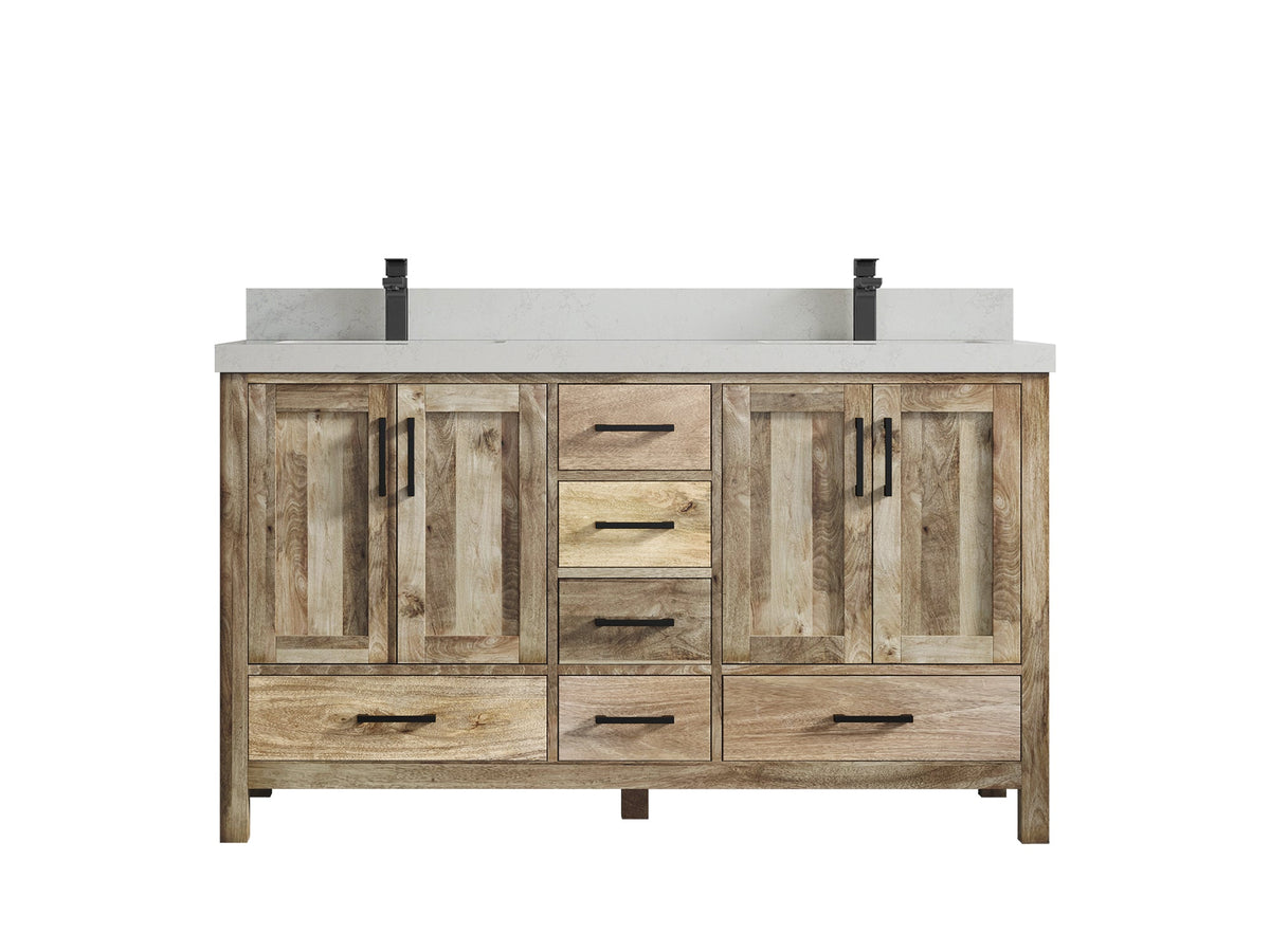 Malibu Mango Wood 60 in. W x 22 in. D Double Sink Bathroom Vanity - Willow Bath and Vanity