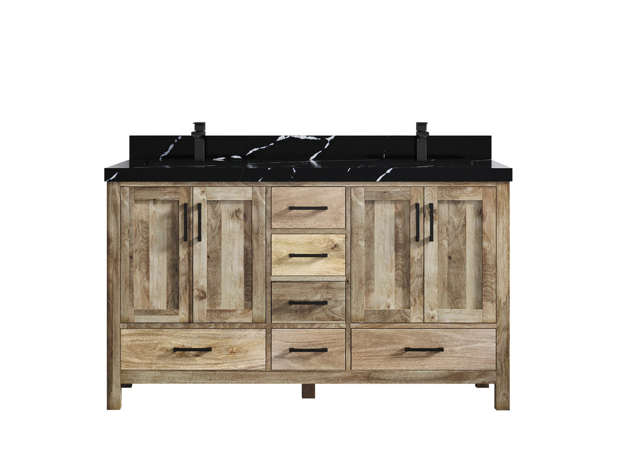 Malibu Mango Wood 60 in. W x 22 in. D Double Sink Bathroom Vanity - Willow Bath and Vanity