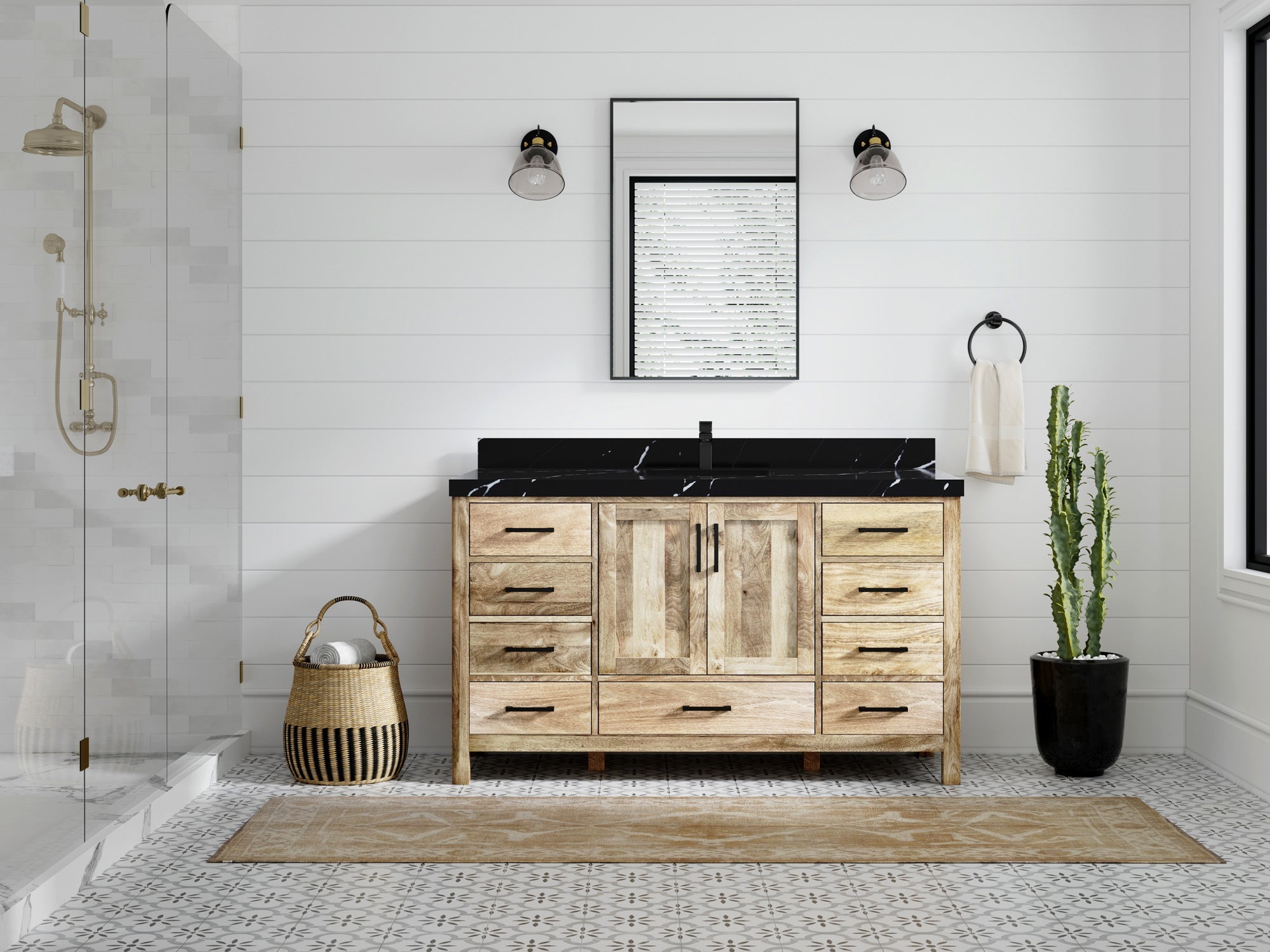 Malibu Mango Wood 60 in. W x 22 in. D Single Sink Bathroom Vanity - Willow Bath and Vanity
