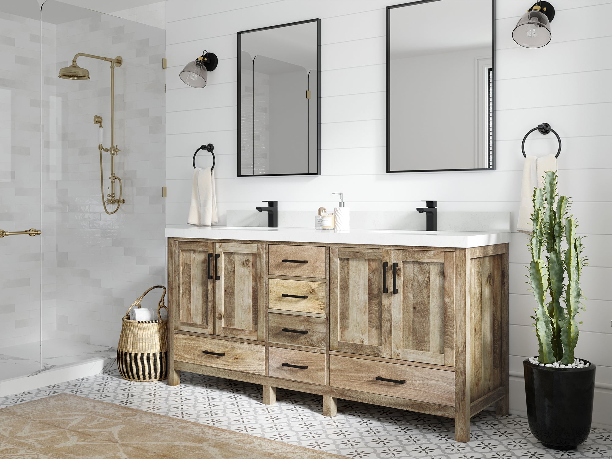 Malibu Mango Wood 72 in. W x 22 in. D Double Sink Bathroom Vanity - Willow Bath and Vanity