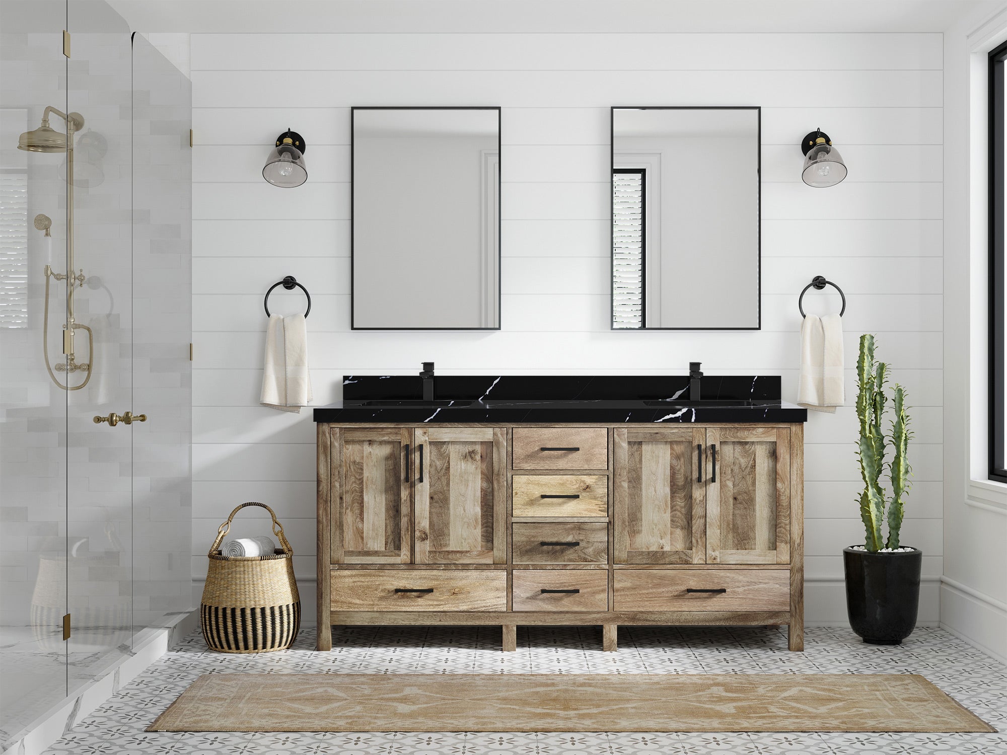 Malibu Mango Wood 72 in. W x 22 in. D Double Sink Bathroom Vanity - Willow Bath and Vanity