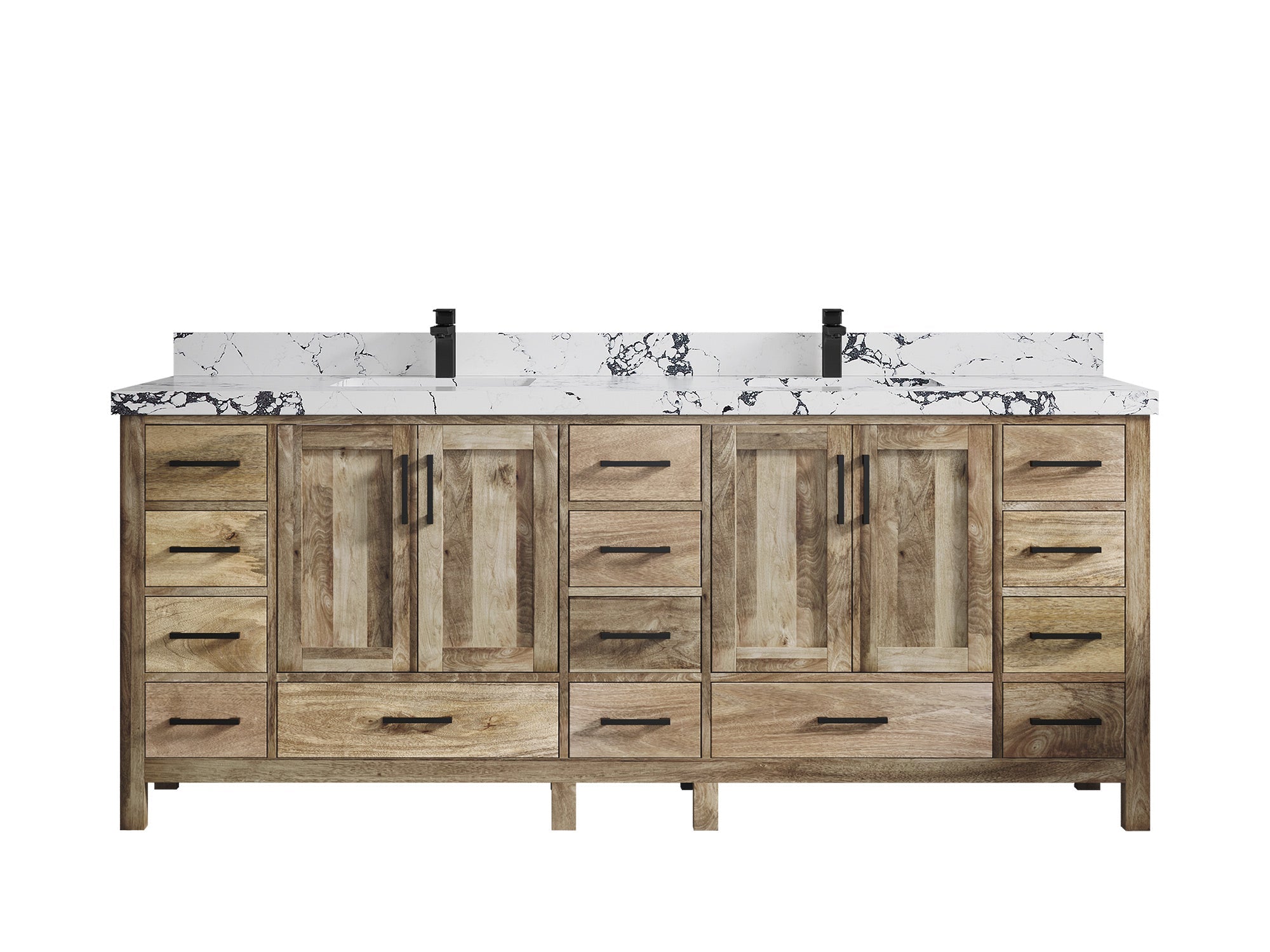 Malibu Mango Wood 84 in. W x 22 in. D Double Sink Bathroom Vanity - Willow Bath and Vanity