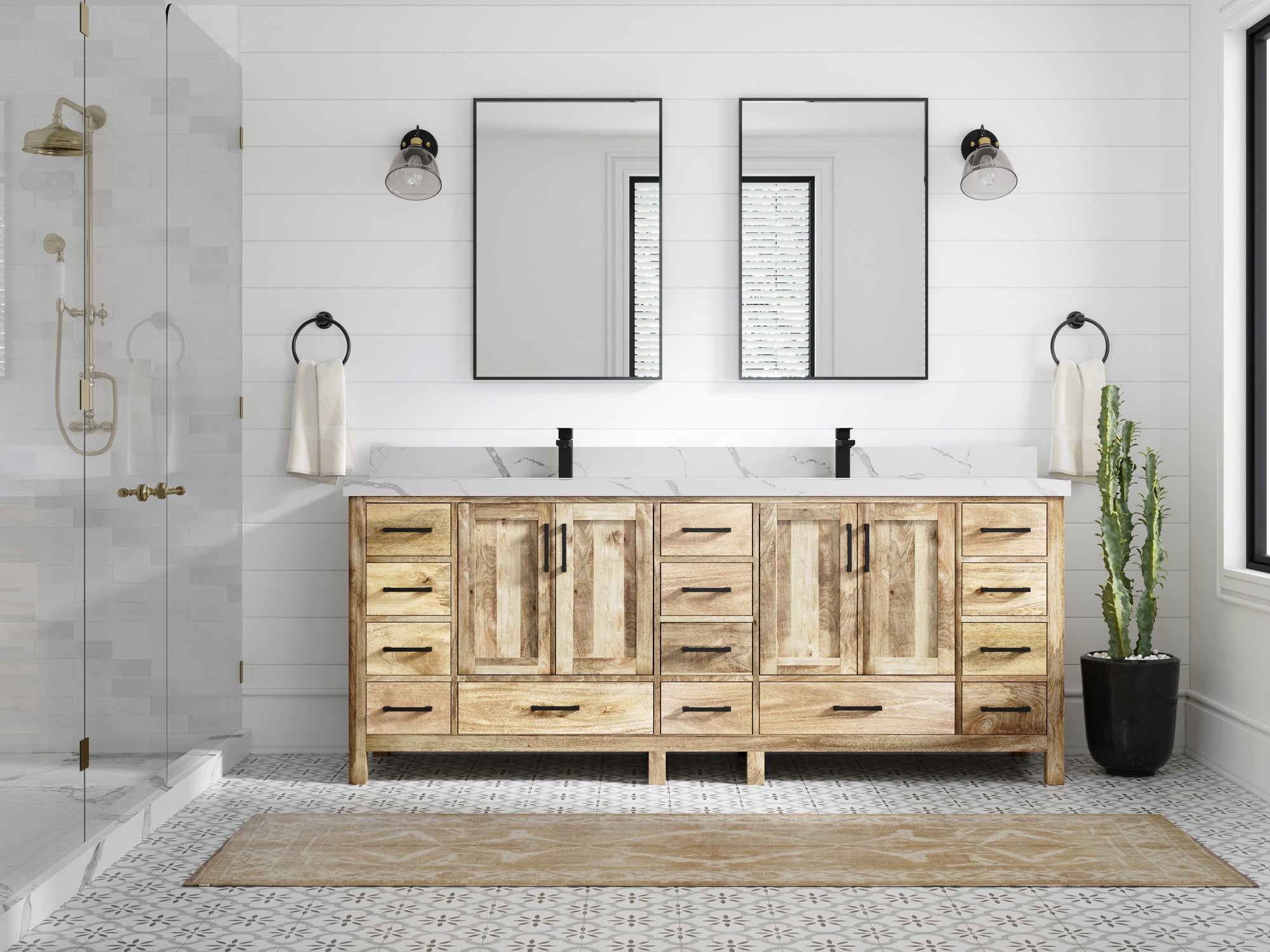 Malibu Mango Wood 84 in. W x 22 in. D Double Sink Bathroom Vanity - Willow Bath and Vanity
