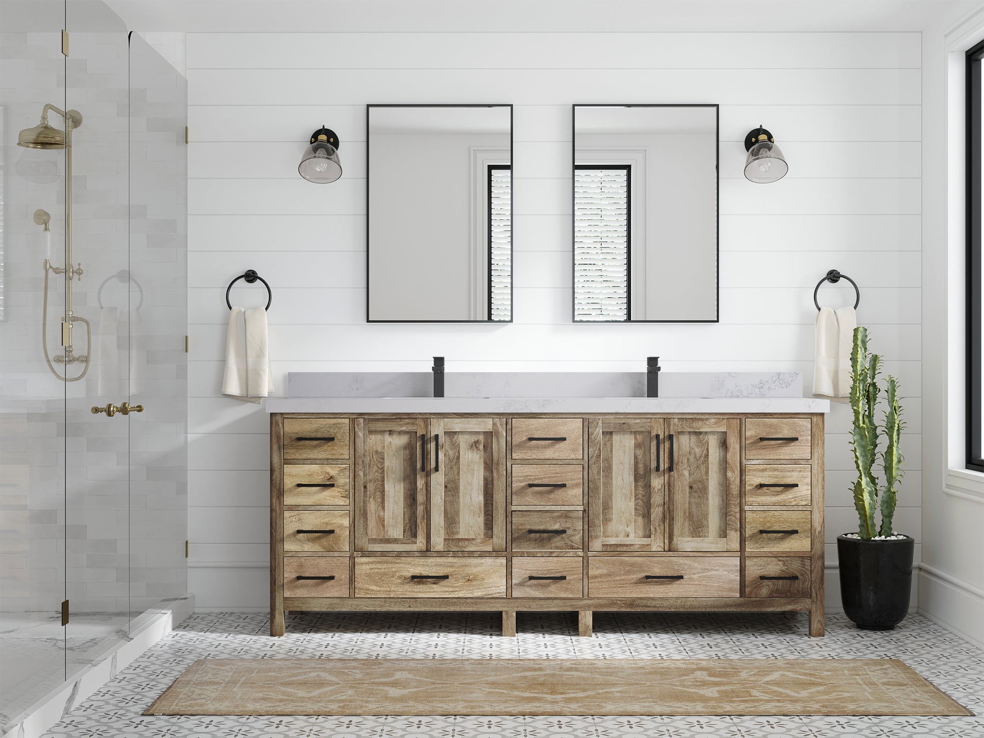 Malibu Mango Wood 84 in. W x 22 in. D Double Sink Bathroom Vanity - Willow Bath and Vanity