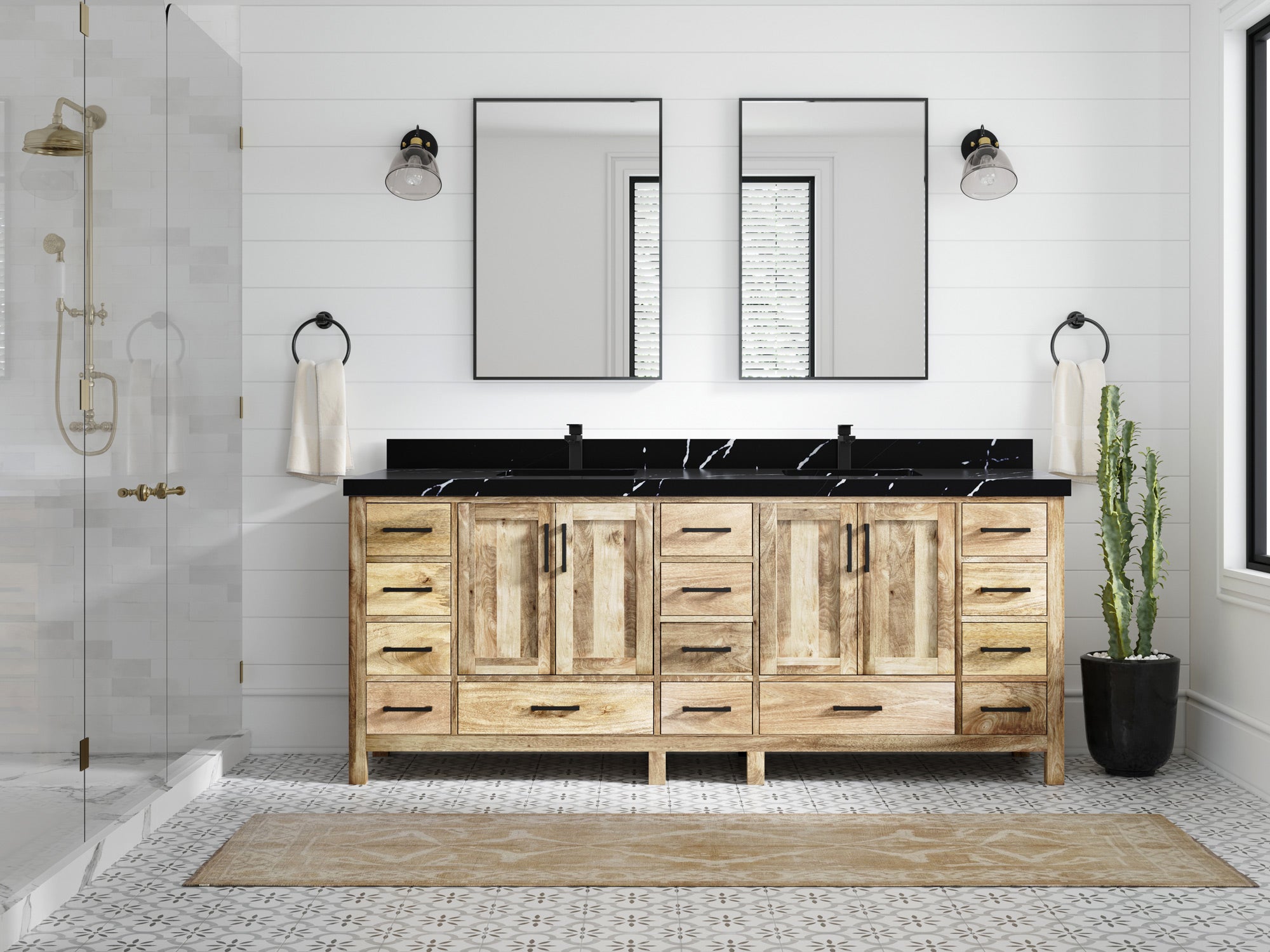 Malibu Mango Wood 84 in. W x 22 in. D Double Sink Bathroom Vanity - Willow Bath and Vanity